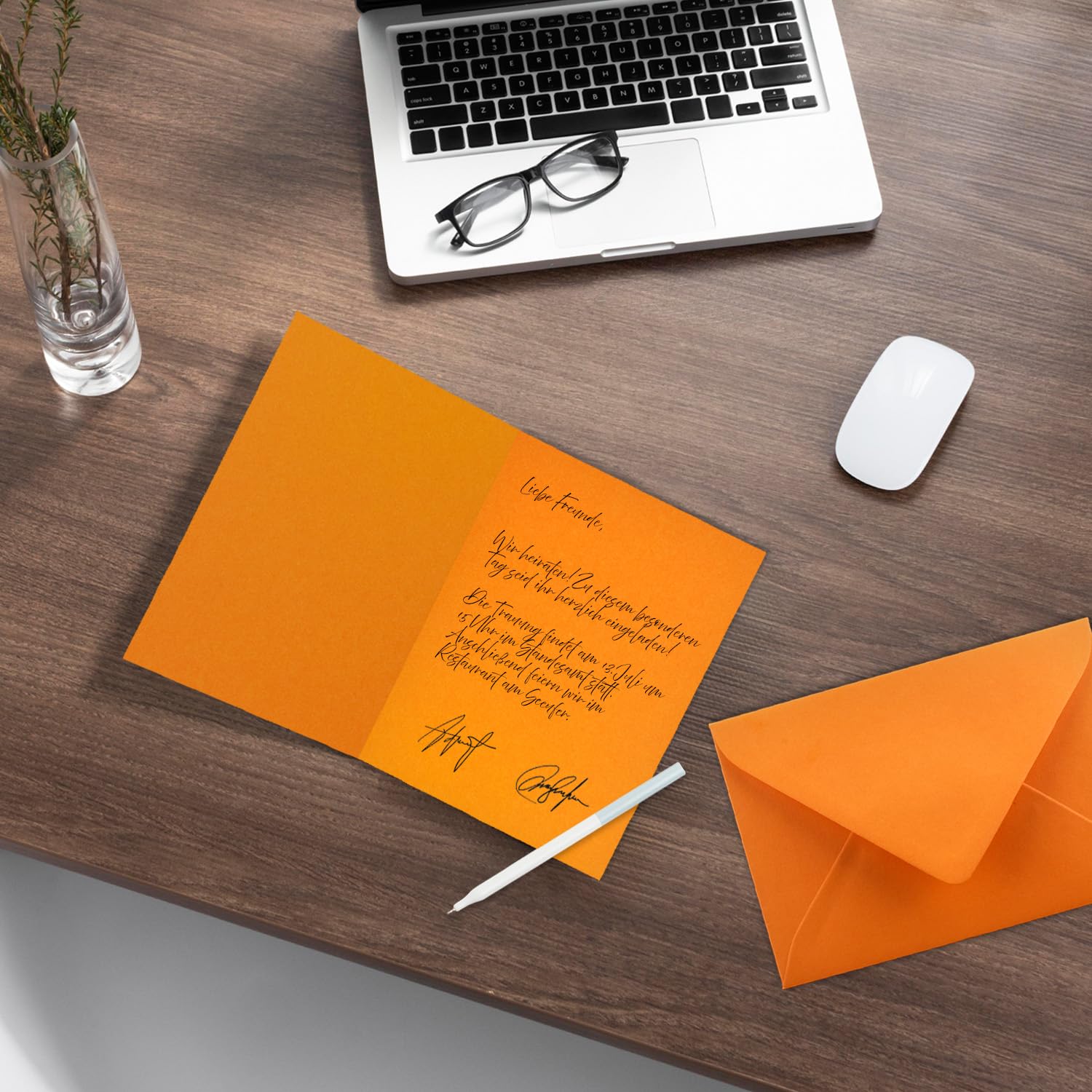 200 Sets - Faltkarten DIN A5 - Orange mit Umschlägen - PREMIUM QUALITÄT - 14,8 x 21 cm - sehr formstabil - für Drucker geeignet - Marke: NEUSER FarbenFroh