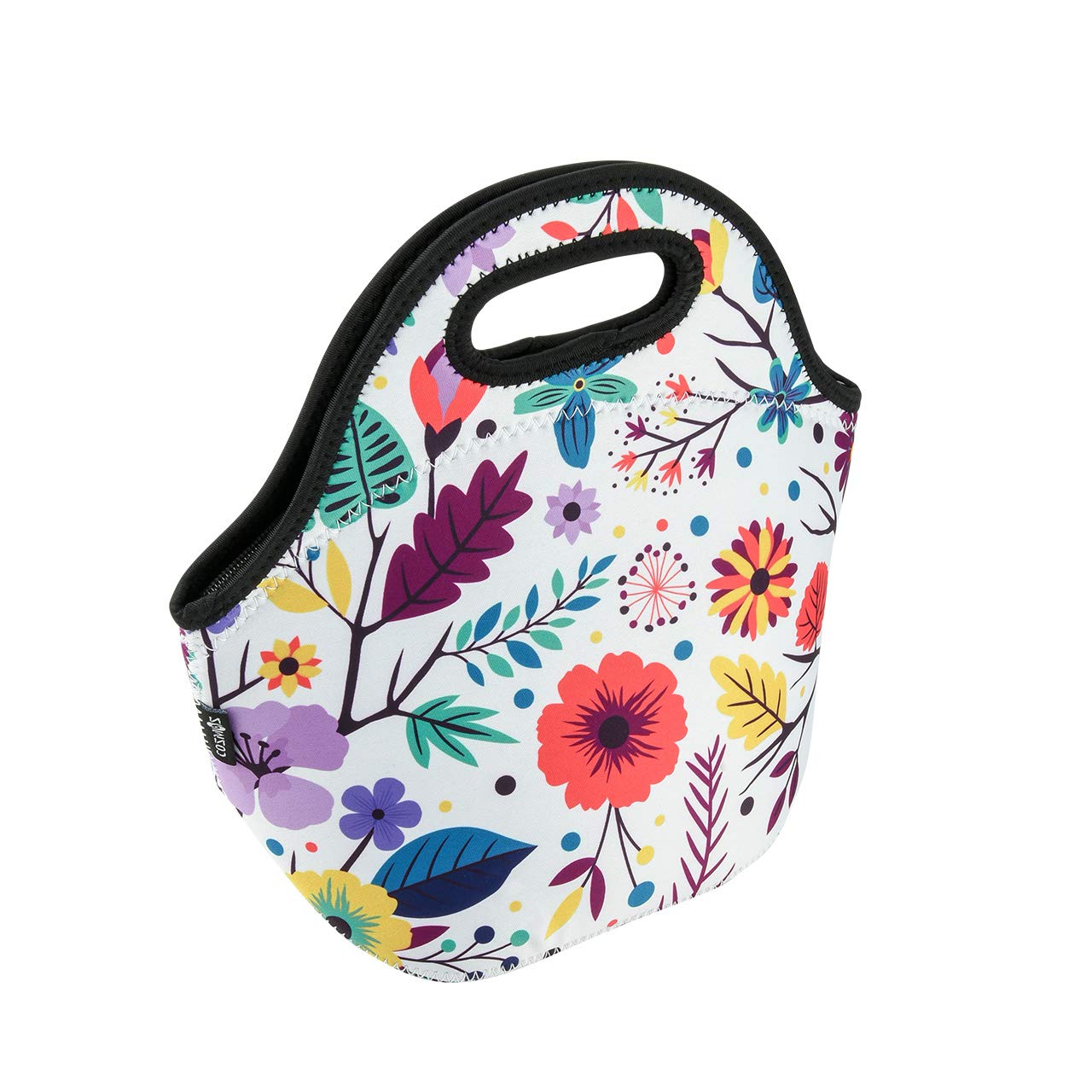 CM Soft Neoprene Tote Picnic Bag Lunch Container Box Organizer for Outdoor Travel (Flower Pattern)