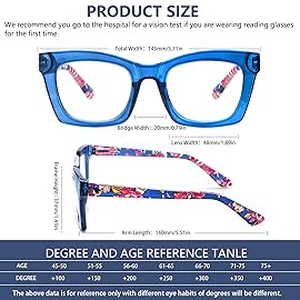 SIGVAN Oprah Style Reading Glasses for Women, Blue Light Blocking Oversized Square Computer Readers with Spring Hinge (6 Mix, 2.75, multiplier_x)