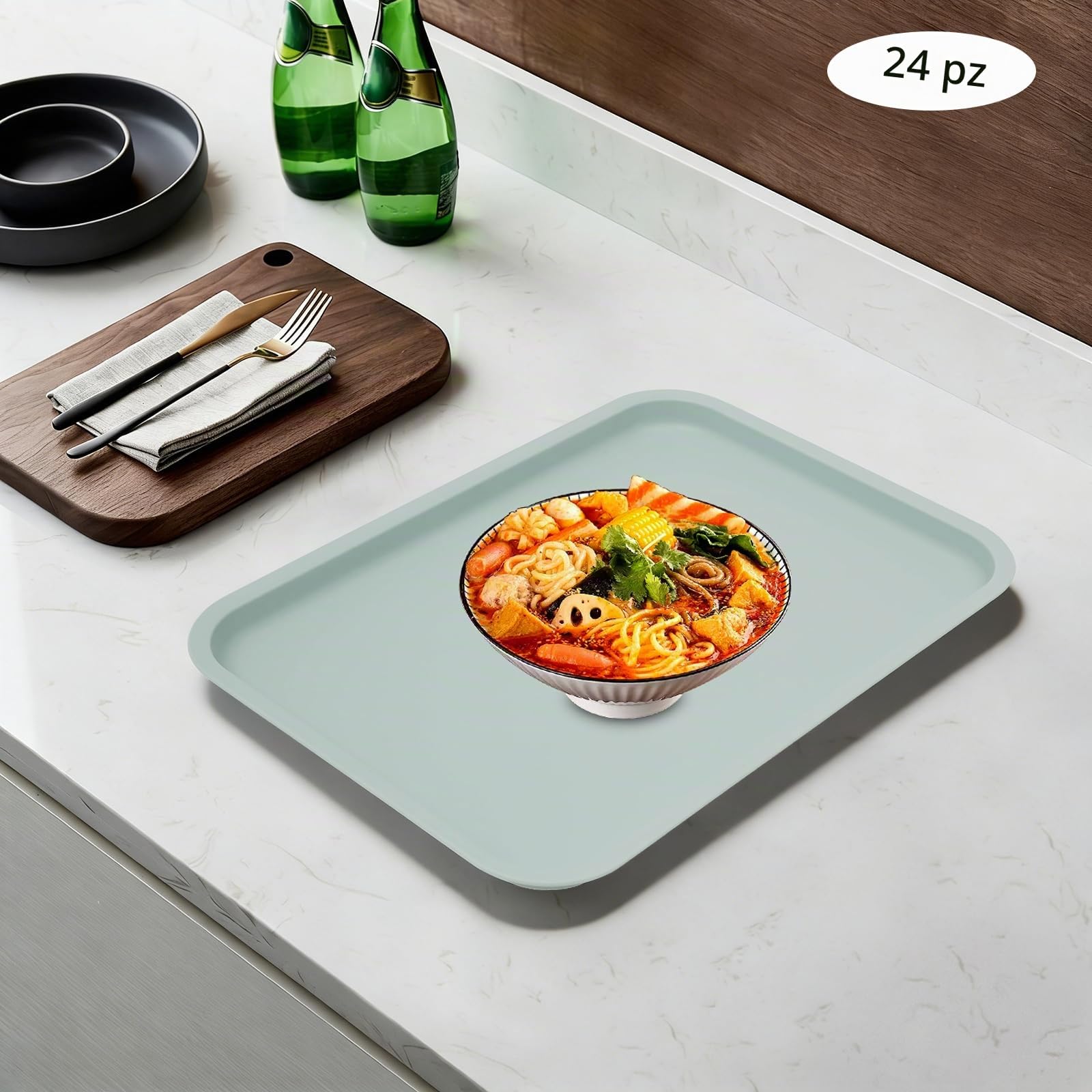 24 Pezzi Vassoi in Plastica Vassoio Rettangolare per Servizio Piatti Vassoi Impilabili per Fast Food Vassoi Antiscivolo Portaoggetti per Ristoranti, Mensa, Cucine, Hotel, Ristoranti