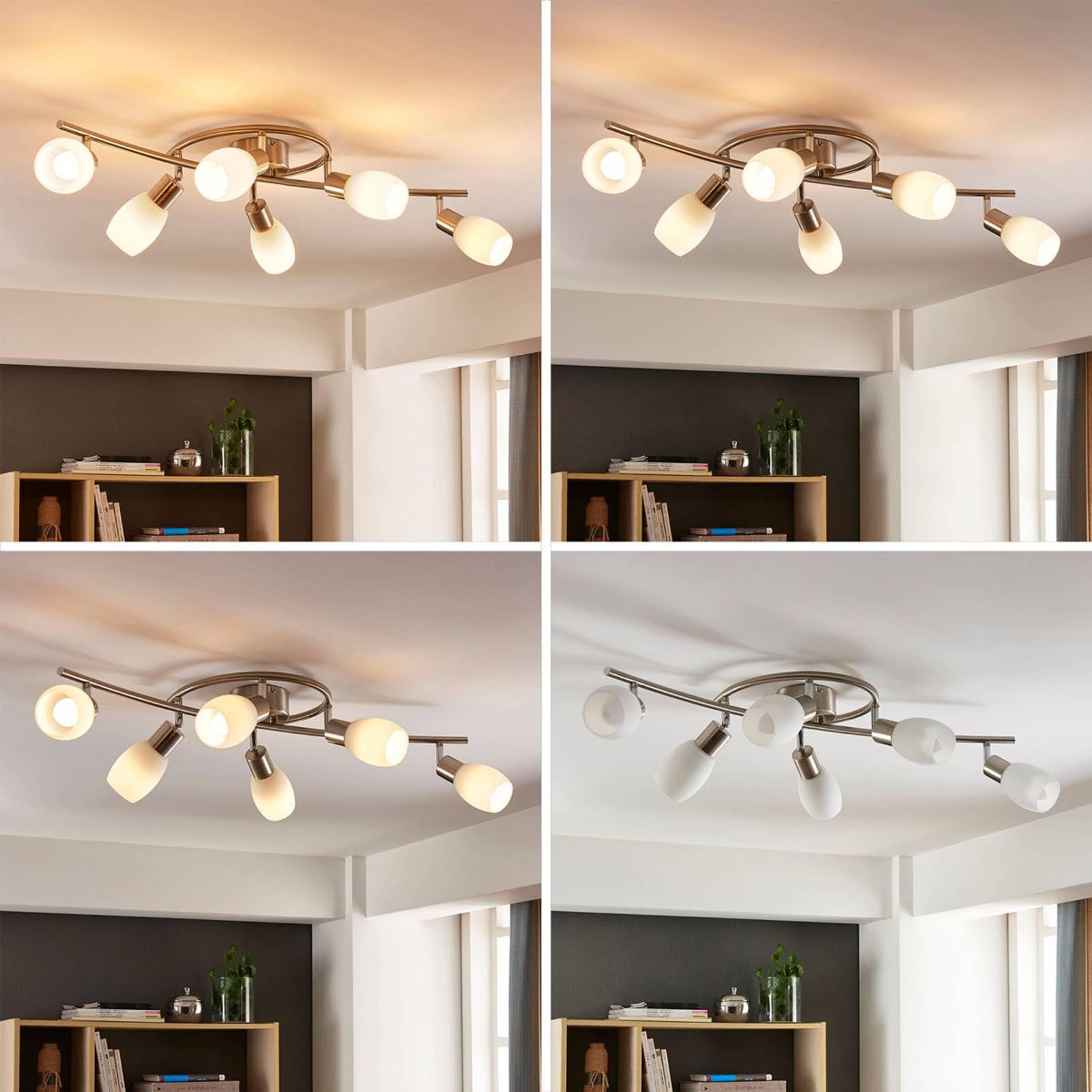 Lindby Lámpara De Techo Tatas (Moderno) En Gris Hecho Vidrio E.o. Para Salón & Comedor (6 Llamas, E14) Lámpara