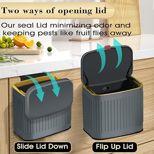 Miniatura 3 de GloDeals Contenedor de compost, contenedor desmontable y de encimera, 4 litros1.06 galones, bote de basura pequeño de acero inoxidable con tapa,