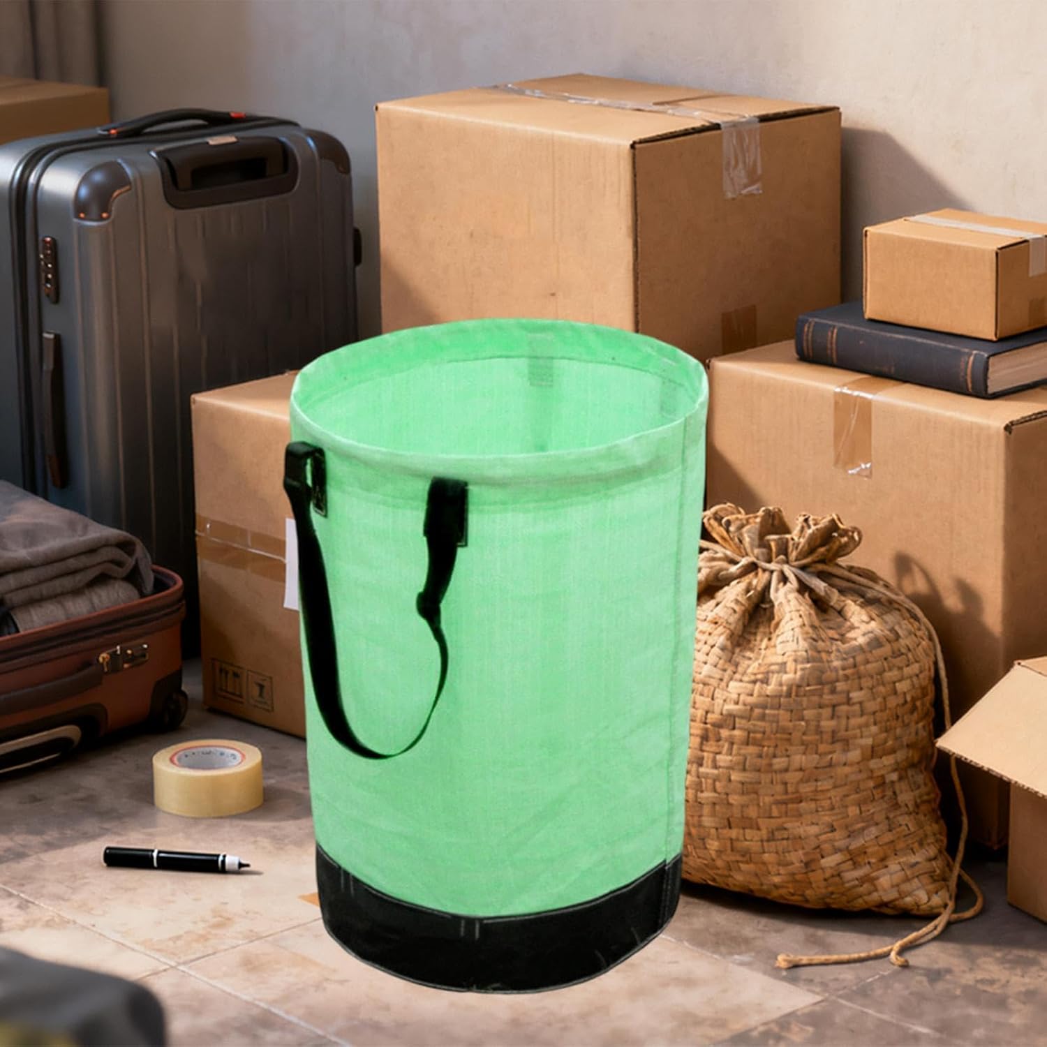 180L Garden Leaf Bag Container Reusable Yard Waste Bag with Handles, Light Green 21.65x29.92 inch for Lawn Leaves Collection, Moving, Storage