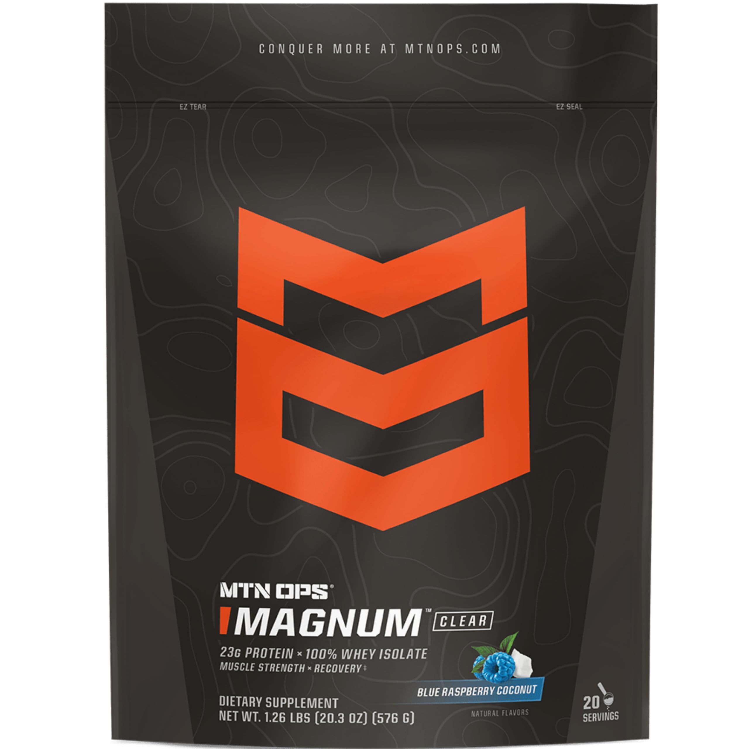 MTN OPS Whey Protein Isolate sabor Blue Raspberry Coconut, 23 g por porção, 20 porções