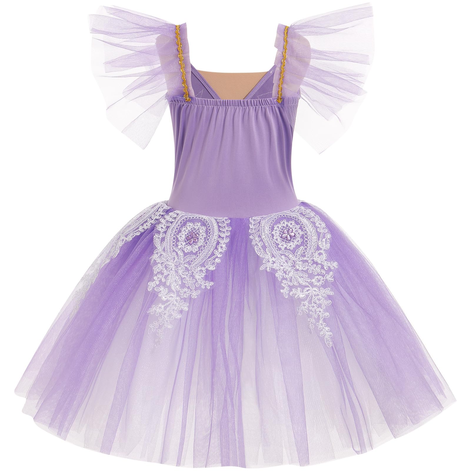 AFAVOM Halloween Ballerina Swan Lake Costume for Girls Sequin Embroidery Flower Camisole Skirted Leotard Ballet Dance Dress for Toddler Kids Party Performance Dancewear Dress up Purple 13-14 Years