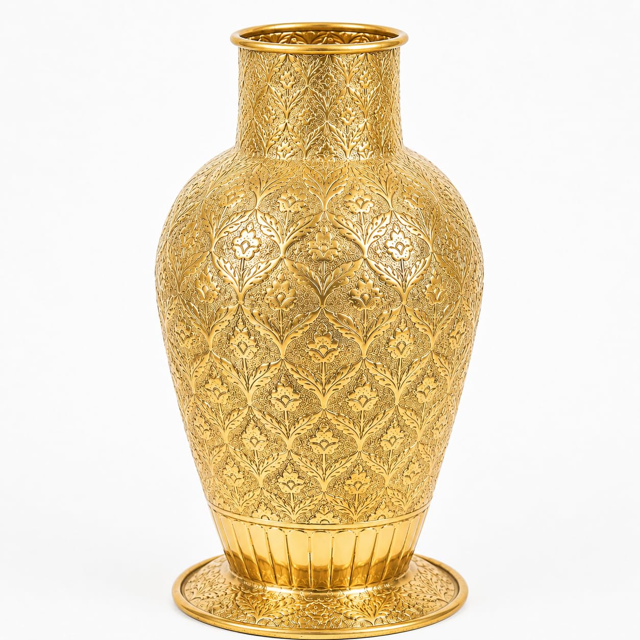 Solid Brass Flower Vase 42 cm, Hand Etched Golden Decorative Vase for Home Decor, Living Room Table Centerpiece, Floral Arrangement, Wedding & Housewarming Gift, Premium Brass Vase-image-32