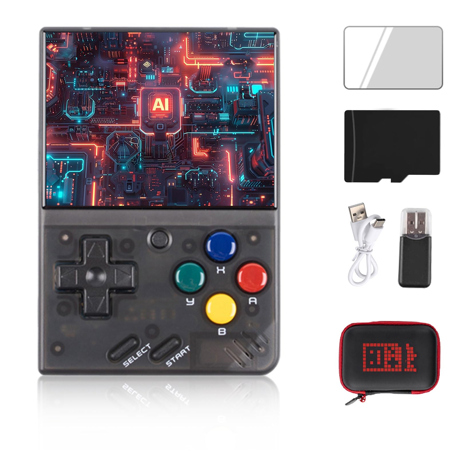 Miyoo Mini Handheld Game Console,2.8 Inch IPS Classic System Retro Video Games Consoles,with 128G TF Card and Wireless Networt Handheld Console Casual Game Console(Black)