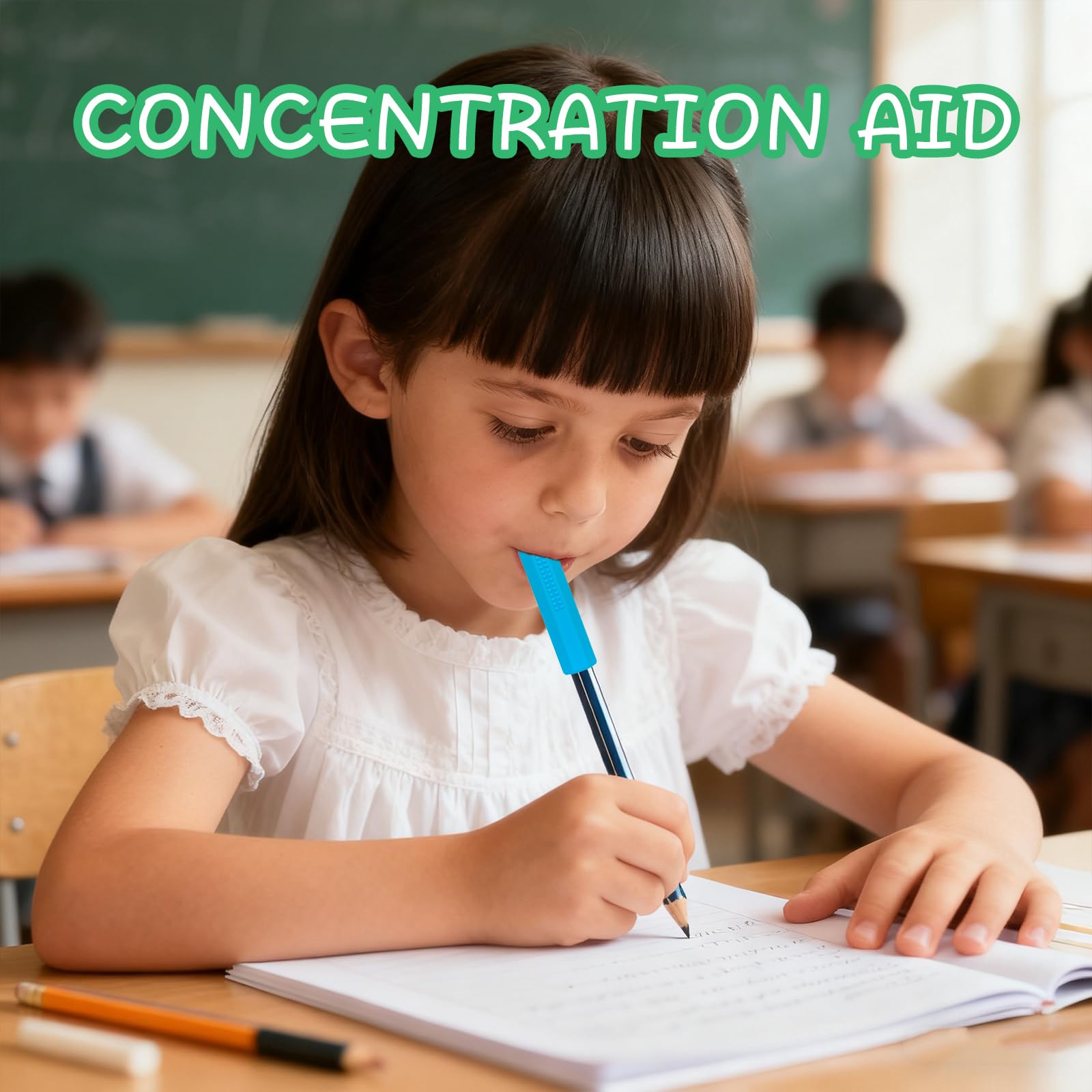 Embout de Crayon à Machouiller Sensoriel en Silicone pour Enfants Autisme TDAH - Lot de 3 Pièces