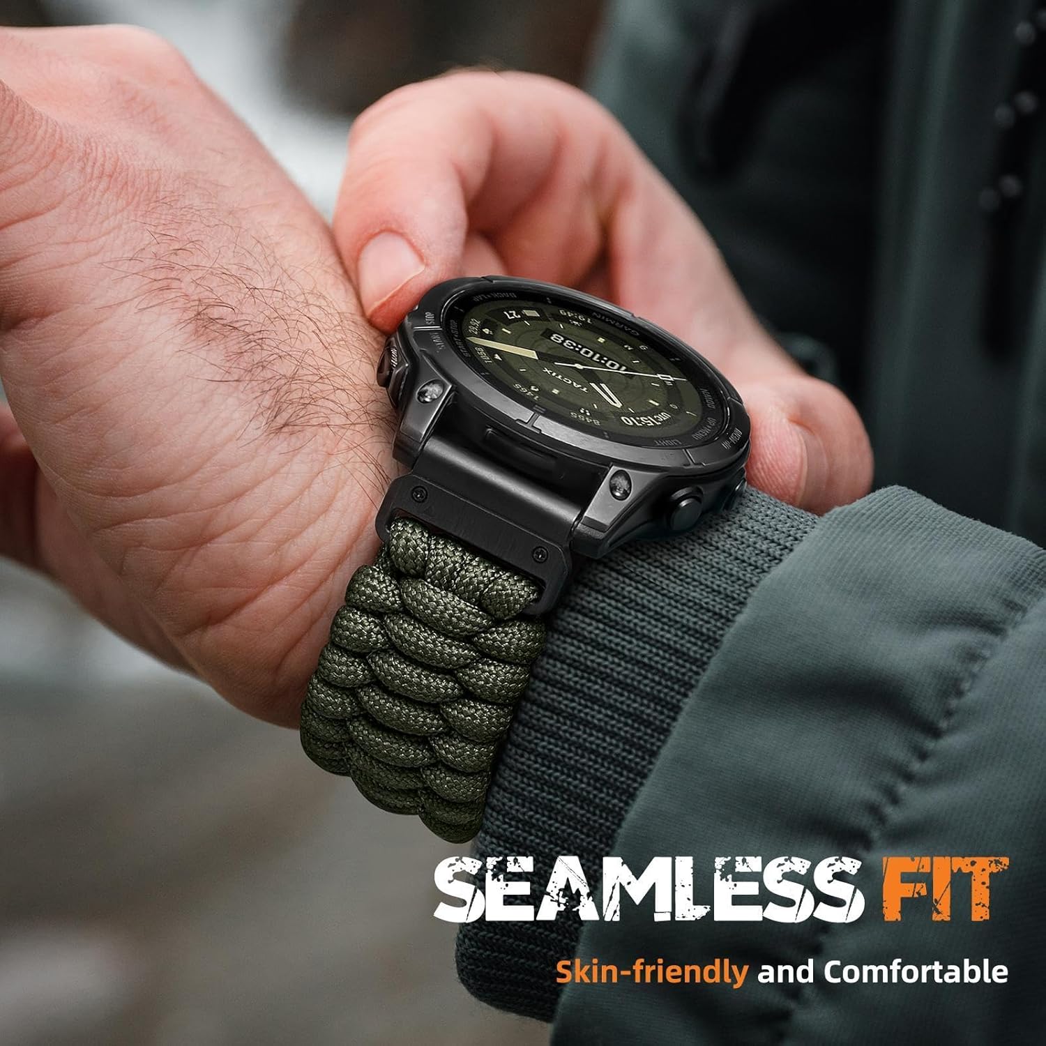 Bandletic Compatible with Garmin Instinct Watch Band - R-Nylon Survival Paracord Woven Nylon Strap Quick Fit 22mm Watch Band for Fenix 7/6/5/Forerunner 965/955/945/935/745/Epix 2/Approach S70/S62/S60 - Image 9