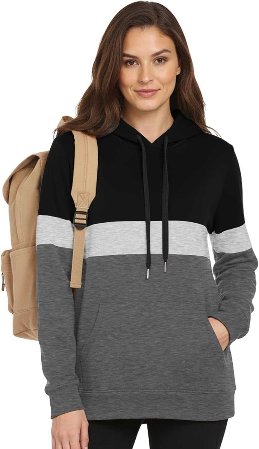 AURUZA Hoodies for Women Sweatshirt with Pocket, Women's Long Sleeve Loose Fit Pullover Hooded Drawstring Tunic Top - Image 5