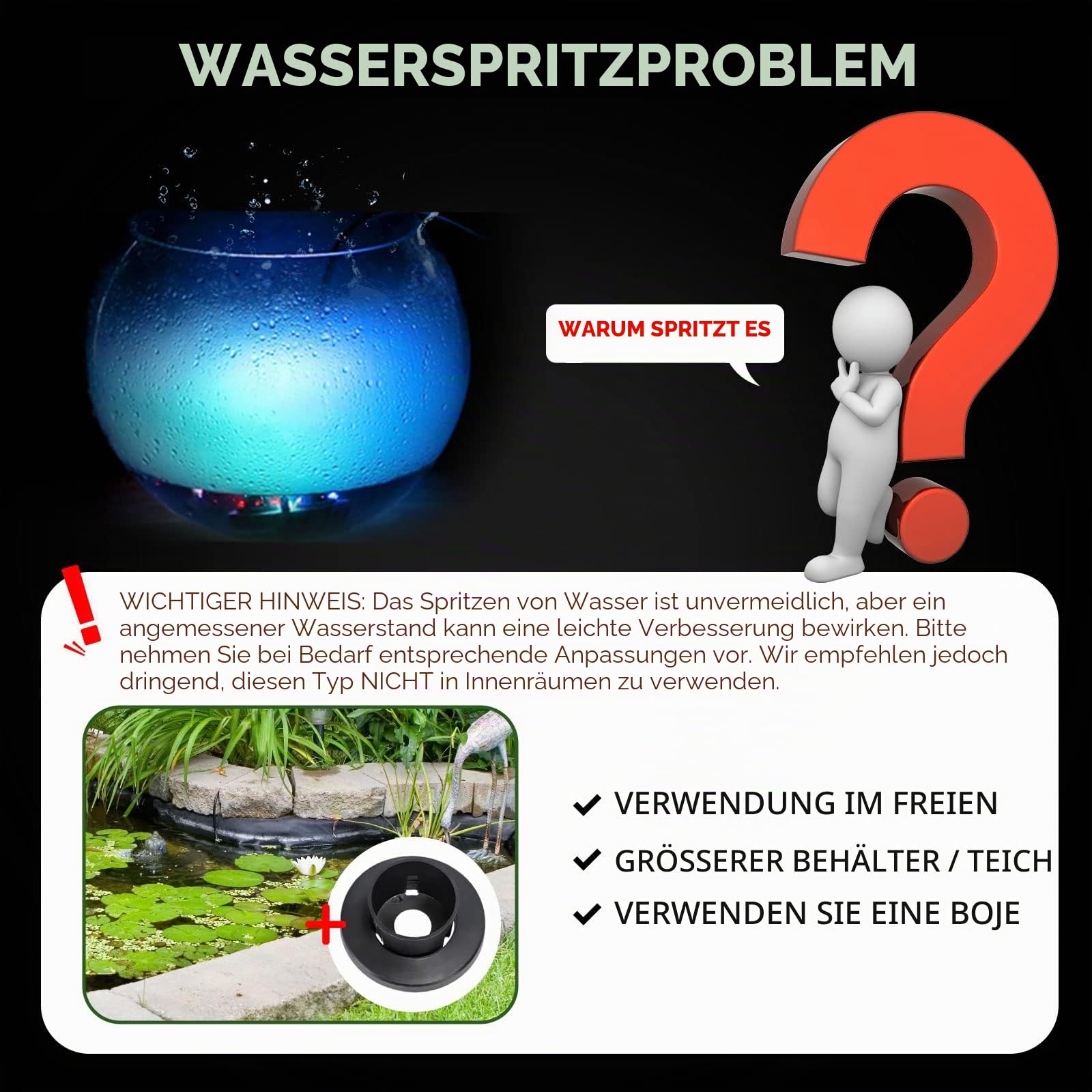 Mxmoonant 3 Kopf Ultraschall-Nebelmacher 1500mL/H Nebelmaschine mit 6 Ersatz Zerstäubungsscheiben für Wasserbrunnen Teich Aquarium Steingarten Waschbecken