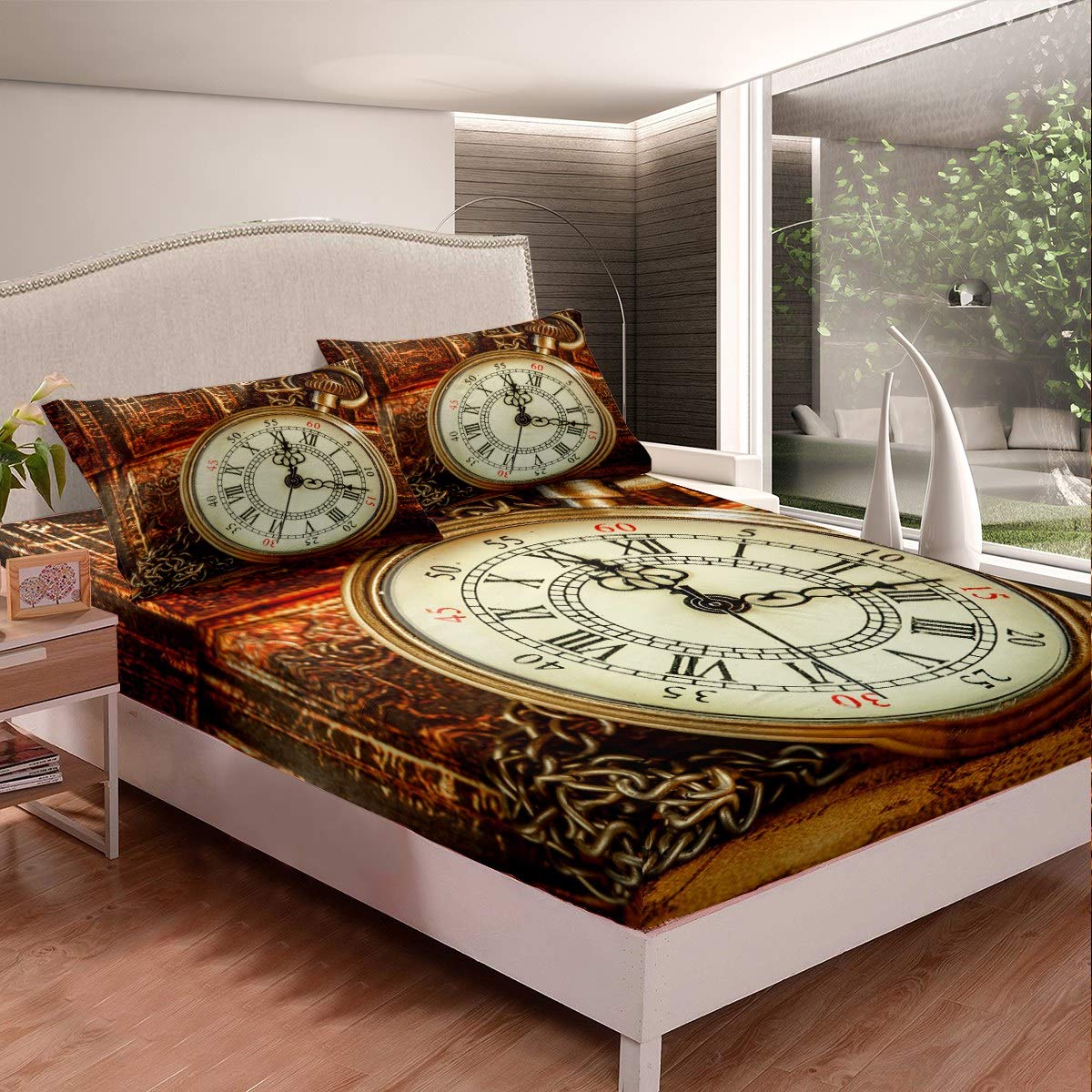 Parure de lit garçon lit simple ou double thème Cowboy et horloge pour ado passionné