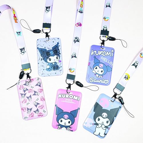 Miniatura 6 de Lindo portatarjetas con cordón, soporte de identificación de anime, carrete de identificación de estudiante, bolsa de cuello de dibujos animados,