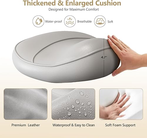 Miniatura 3 de Ergonomic Rolling Stool Height Adjustment for Salon Spa Massage Studio Kitchen Home, PU Leather Saddle Stool Chair with Swivel Wheels and Soft Seat