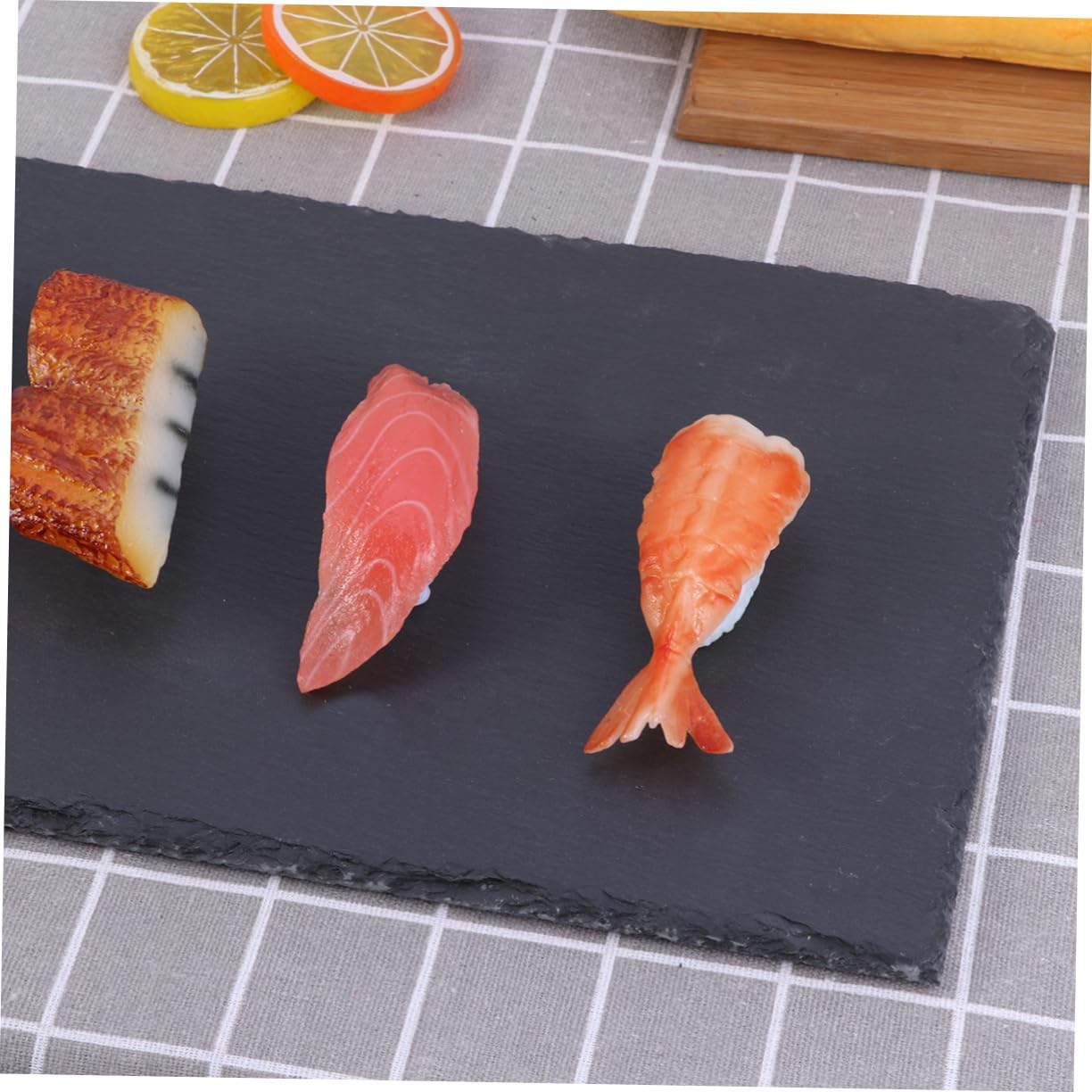 TOPBATHY Plato Rectangular de Piedra Natural 40x20cm para Servir | Bandeja para Fruta y Sushi, Formato Largo, Almacenamiento Sencillo, Acabado Atractivo
