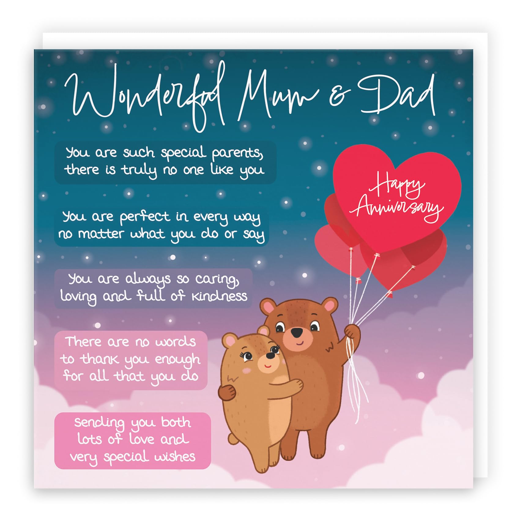 Hunts England, Mum And Dad Poem Anniversary Card, Starry Night, Cute Bears, Verse Anniversary Card For Mum And Dad