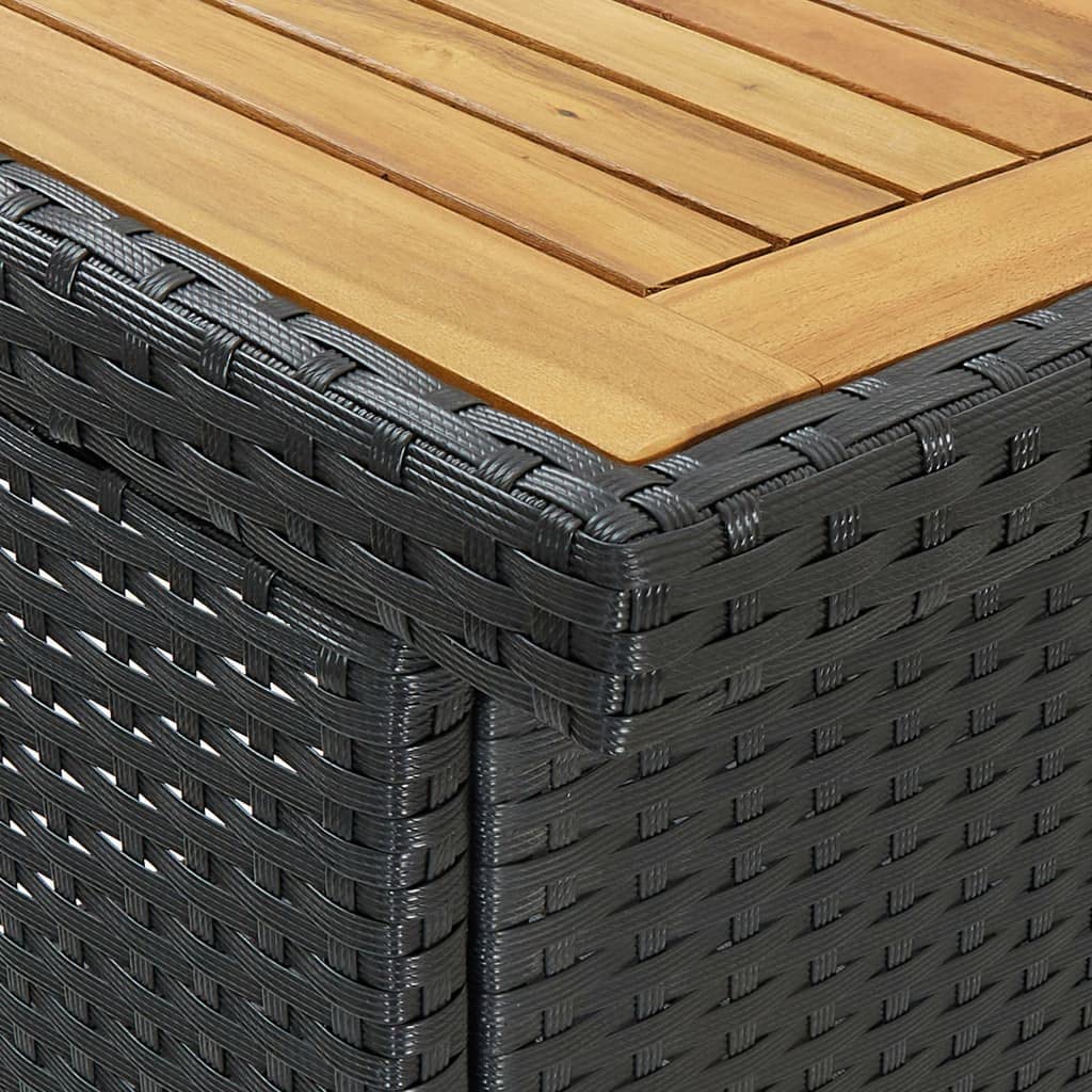 Set da bar da 3 pezzi con struttura in acciaio e rattan sintetico, set da bistrot con piano in legno massello di acacia, include cuscini con rivestimento in poliestere rimovibile e due