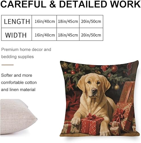 Miniatura 2 de Funda de cojín de lino para decoración del hogar al aire libre, retrato de raza de perro amarillo serio, labrador retriever, fundas de almohada