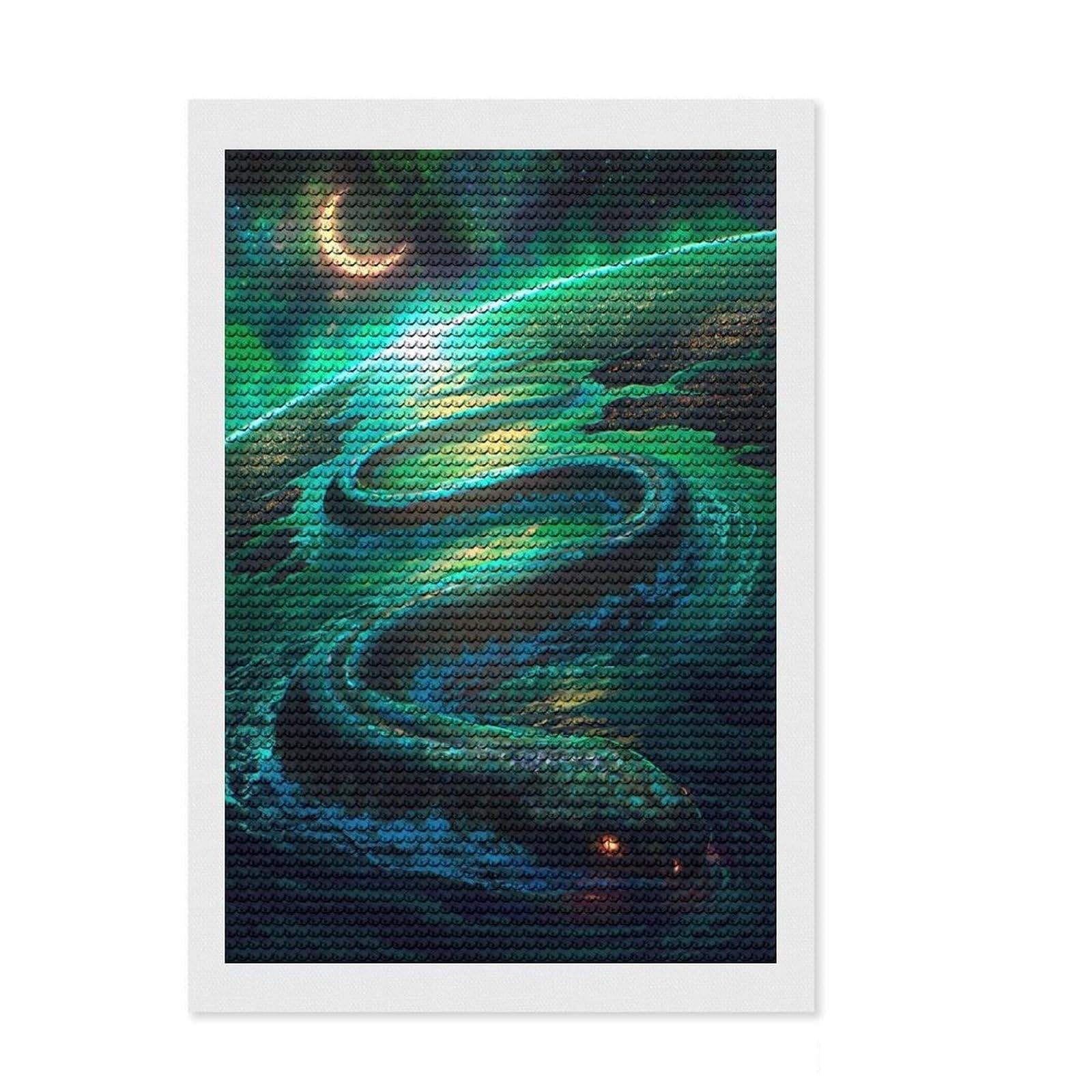 Junmoney The World Serpent Full Drill Diamond Painting Kit 8"x12", for Teens, Boho Decor, Good for Quiet Evenings, Thoughtful Handmade Gift