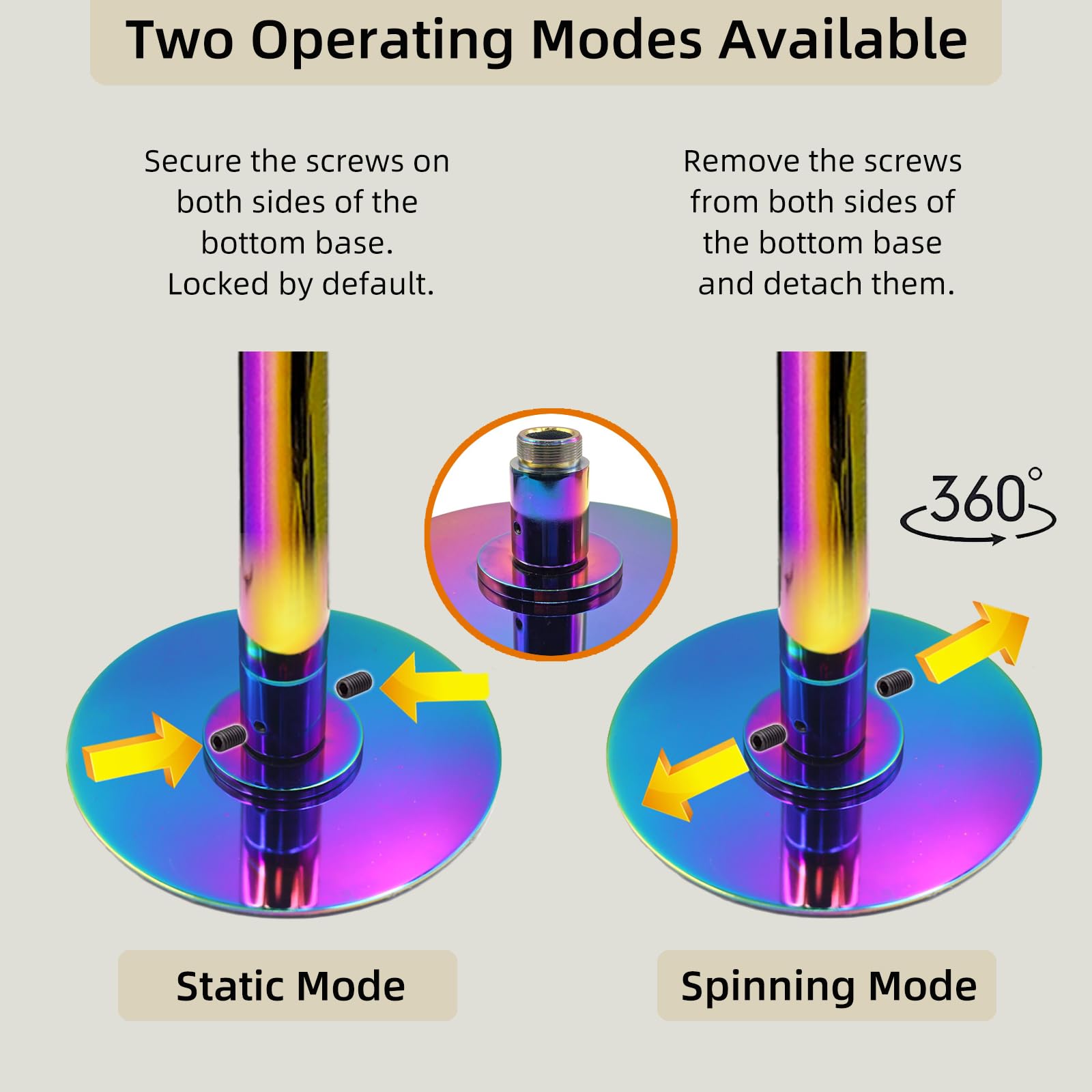 PRIORMAN Dance Pole Set -Premium Heavy Duty Height Adjustable 7.38-8.85ft Portable 45mm(1.77") 360°Spinning Pole Dancing Pole W/CE Certificate for Home Gym, Removable, 200KGS Capacity: Colorful