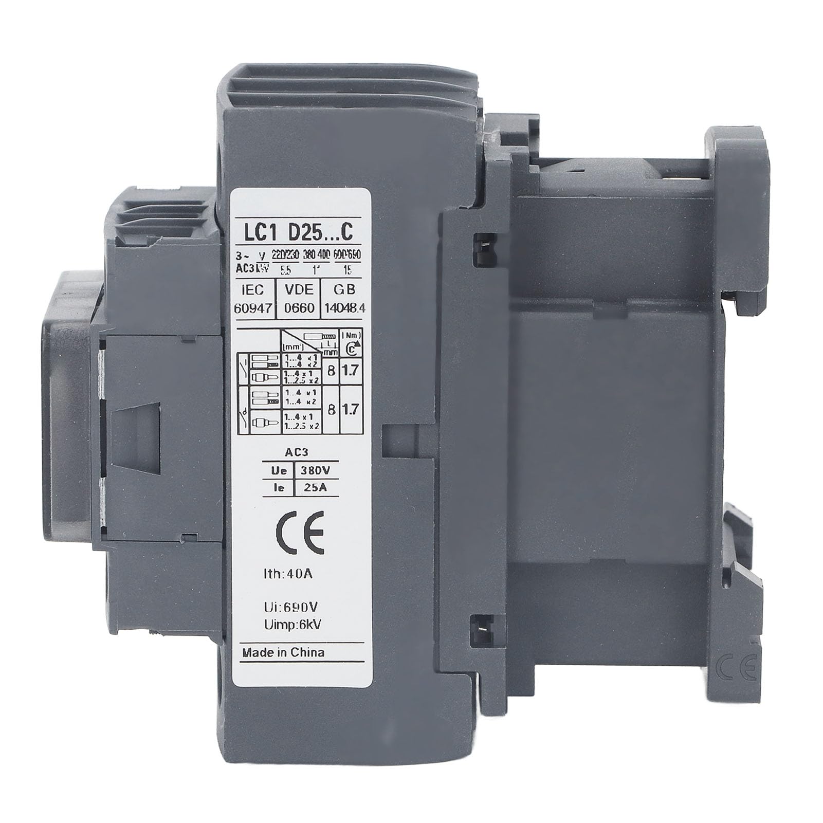 Contacteur AC LC1D25 Bobine Haute Tension 1NO 1NC 25A 380V Contrôleur de Moteur à argenté Remplacement Haute sensibilité Contacteur électrique Universel AC (Tension de