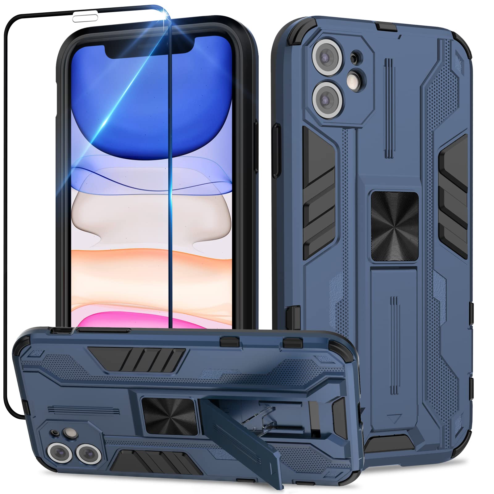 Funda para Samsung Galaxy A13 4G con Cristal Templado Protector Pantalla, Carcasa Antigolpes con Soporte anular metálico, Case Protectora de Grado Militar, Negro — view 40
