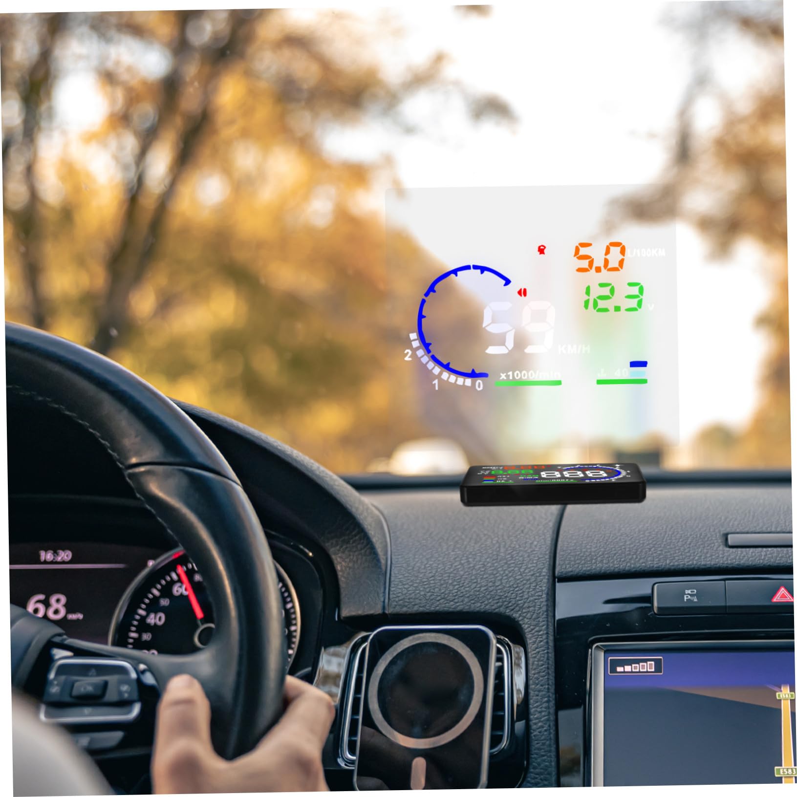 Display Auto Head-up con Proiezione Regolabile Schermo Riflettente Portatile per Velocità Promemoria Sicurezza per Viaggi Lunghi Tragitti Urbani e Guida Notturna