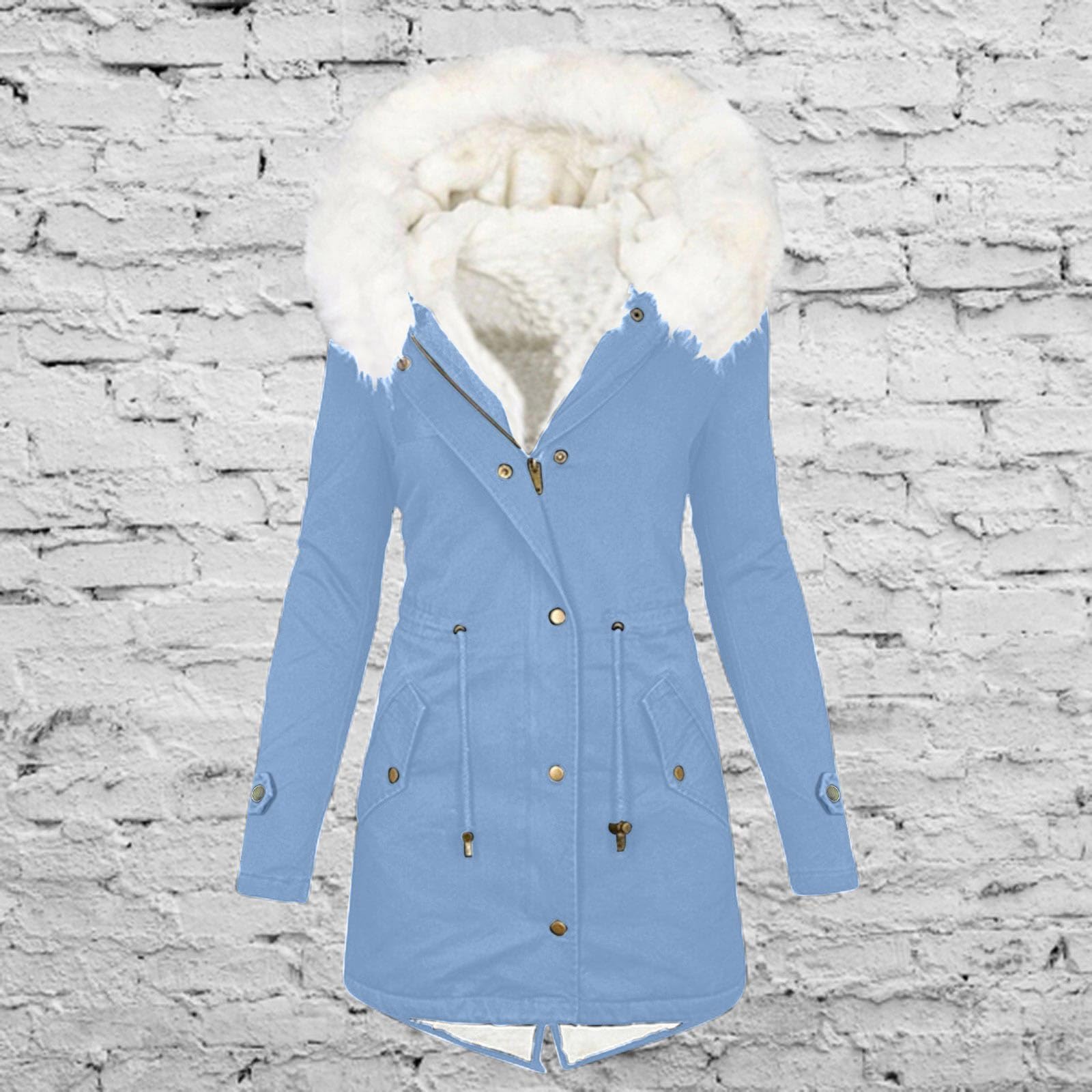 Générique Manteau Femme Hiver Veste Polaire Chaude éPaissir Parka en Peluche Blousons à Capuche avec Fermeture à Glissière Doudoune Col en Fourrure Amovible Blouson Veste Coupe Vent, S-5XL