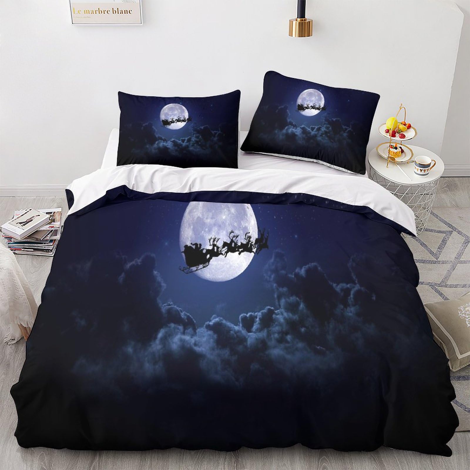 Aysum Santa-11 Santa Warmth Comforter Cover Hidden Zipper Father Christmas Duvet Cover Set With Pillowcases Bedding Set Soft Microfiber Quilt Cover Set Various Sizes For Kids Adults King（220X240cm）