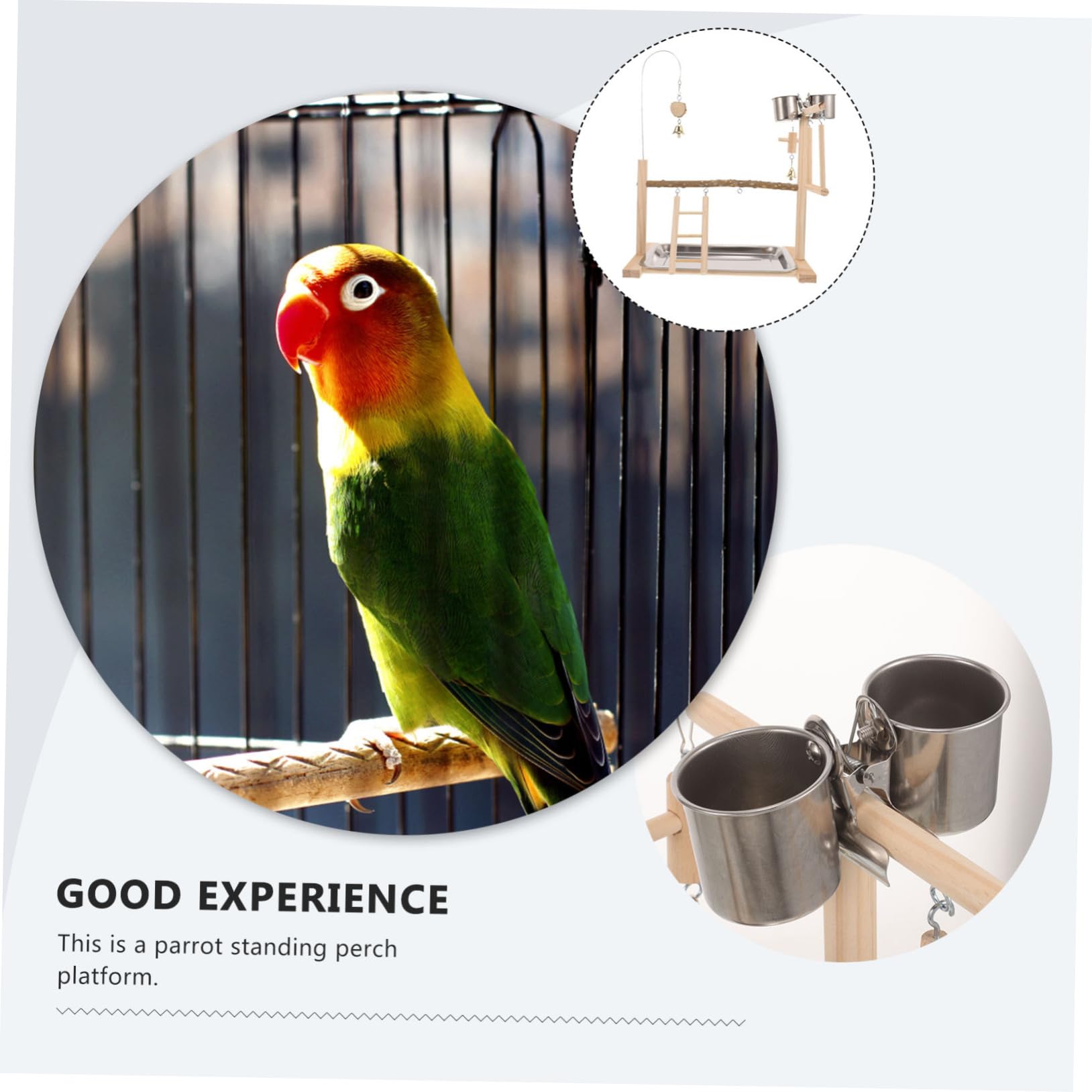 1juego Soporte De Madera para Pájaros con Escalera y Columpio Parque Interactivo para Periquitos y Loros Juguetes De Aves Seguros y Decorativos para Jaulas y Espacios