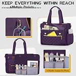 RAINSMORE Teacher Sac de rangement avec petit sac de rangement 15.6 inch Sac pour ordinateur portable pour femmes avec des sacs de travail de poche isolants pour les femmes sac d'infirmière Messenger mallette pour ordinateur portatif pour les soins infirmiers de bureau, violet