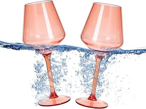 Copas de vino flotantes para piscina (18 onzas, juego de 2), juego de copas de vino que flotan, vino junto a la piscina inastillable, copa de playa,
