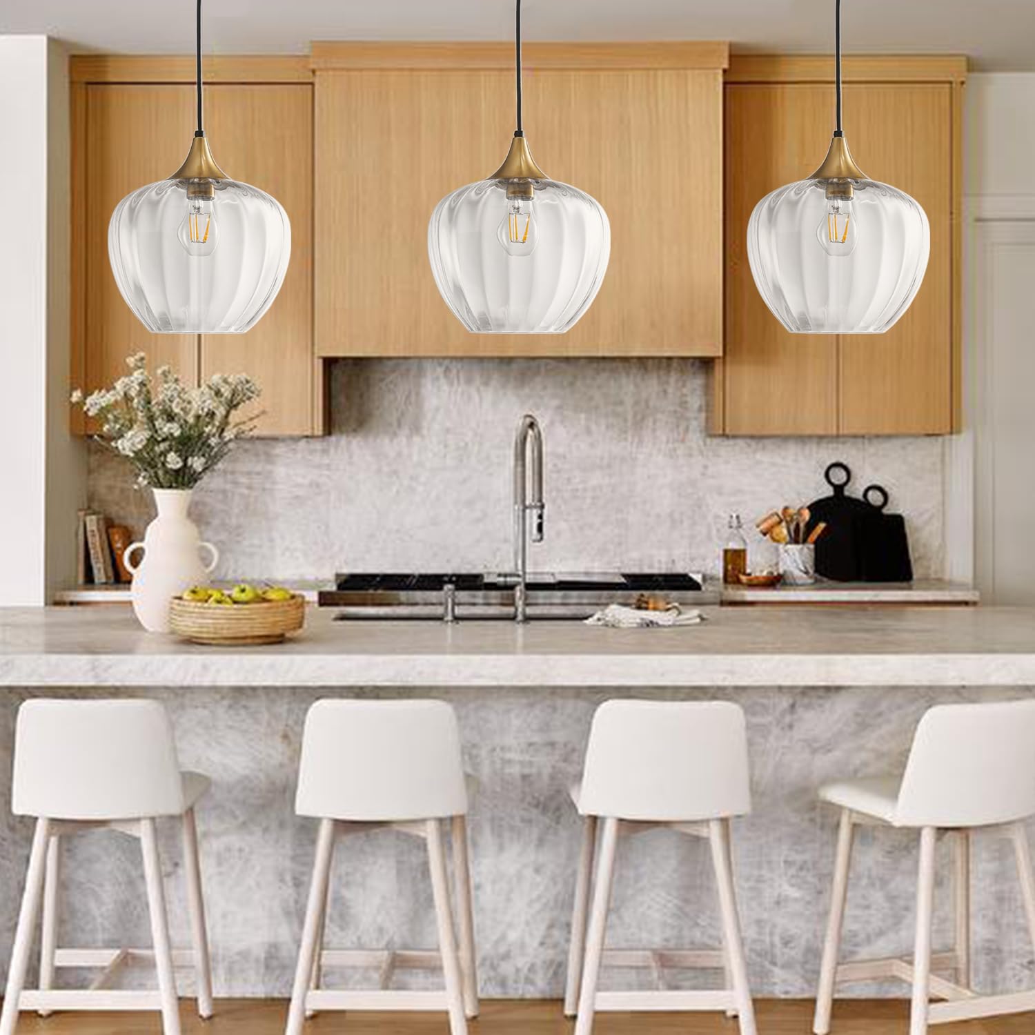 Lámparas colgantes de cristal para isla de cocina, lámpara colgante vintage de 9 pulgadas, accesorios de iluminación de techo, lámpara moderna de oro cepillado para comedor, sala de 2