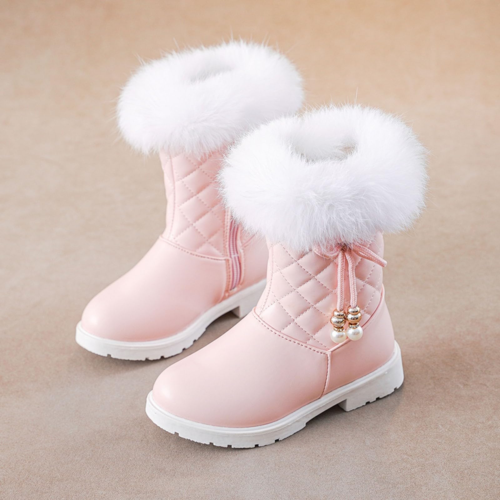 Botas niños fácil Poner Botas de Nieve para niñas de otoño e Invierno con de, Antideslizantes, cálidas y cómodas, Botas con Cremallera Lateral y de Color (29.5 Little Child)