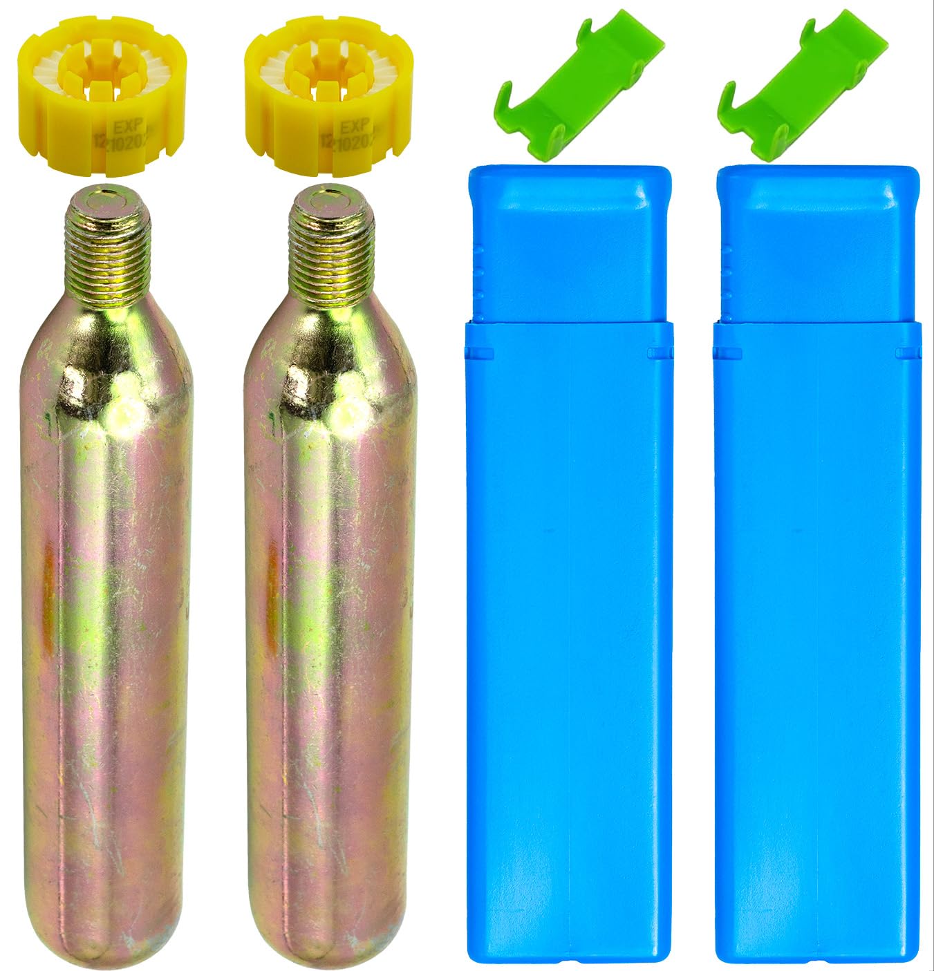 Paquete de 2 cartuchos cilíndricos de CO2 PFD de 24/33 gramos de rosca de 1/2 pulgada para chaleco salvavidas inflable, cinturón salvavidas para deportes acuáticos, pesca, surf, actividades marinas