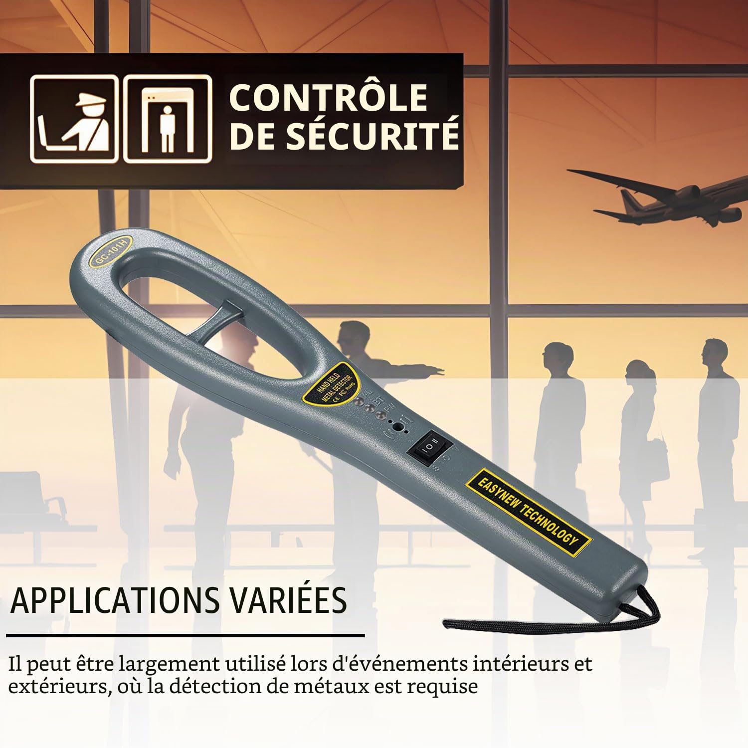 Détecteur de Métaux,V·RESOURCING main-Détecteur Métaux Portable avec Haute Sensibilité pour occasions importantes,métro, parc
