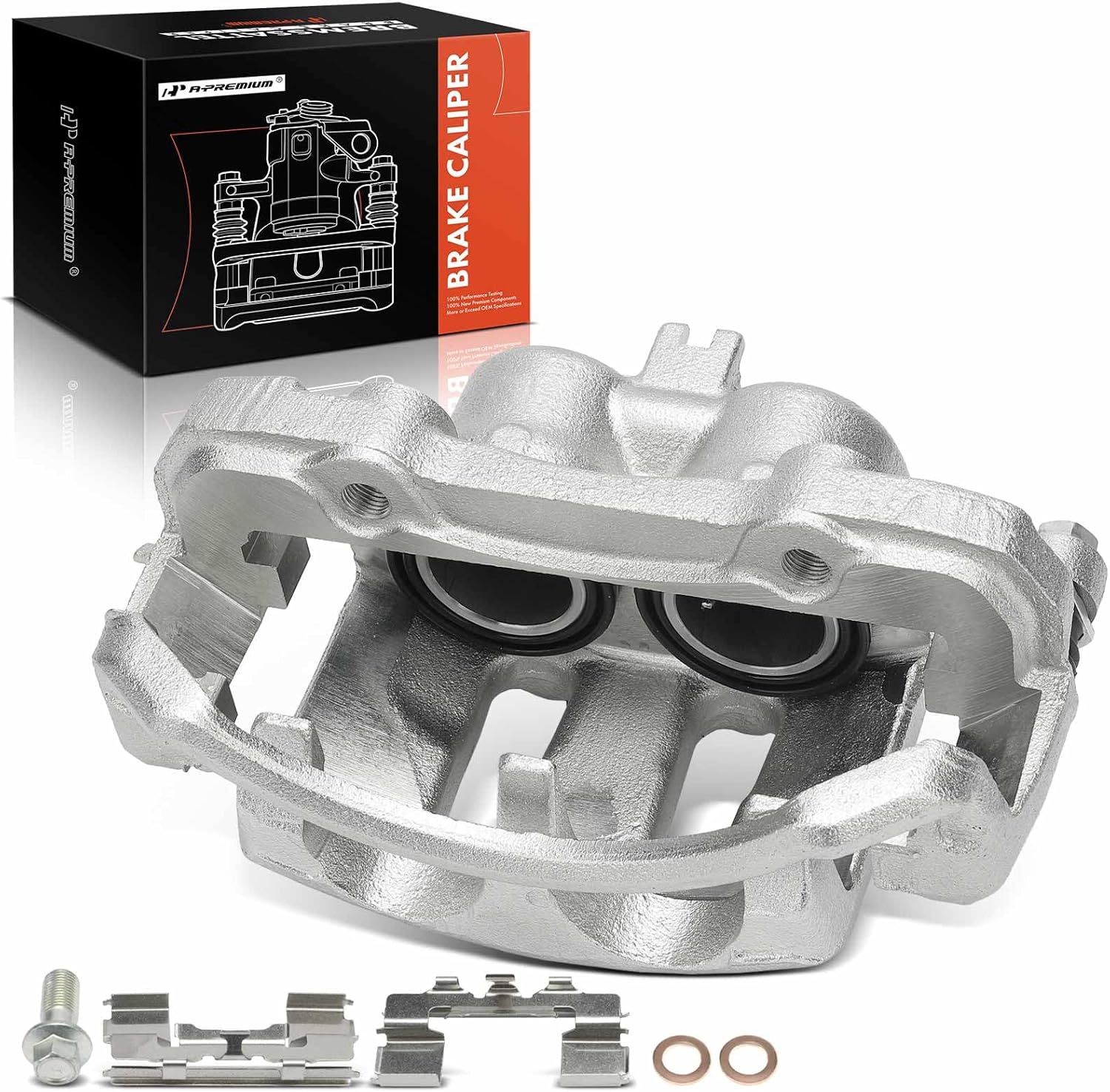 A-Premium Disc Brake Caliper Assembly with Bracket Compatible with Select Nissan Models - D21 1986-1989 V6 3.0L, Pathfinder/Van 1987-1988 - Front Right Passenger Side