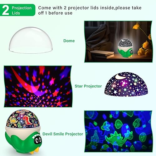 Miniatura 31 de Proyector de luz nocturna de dinosaurio para habitación de niños, lámpara de dinosaurio para niño y niña con 10 música relajante y temporizador,