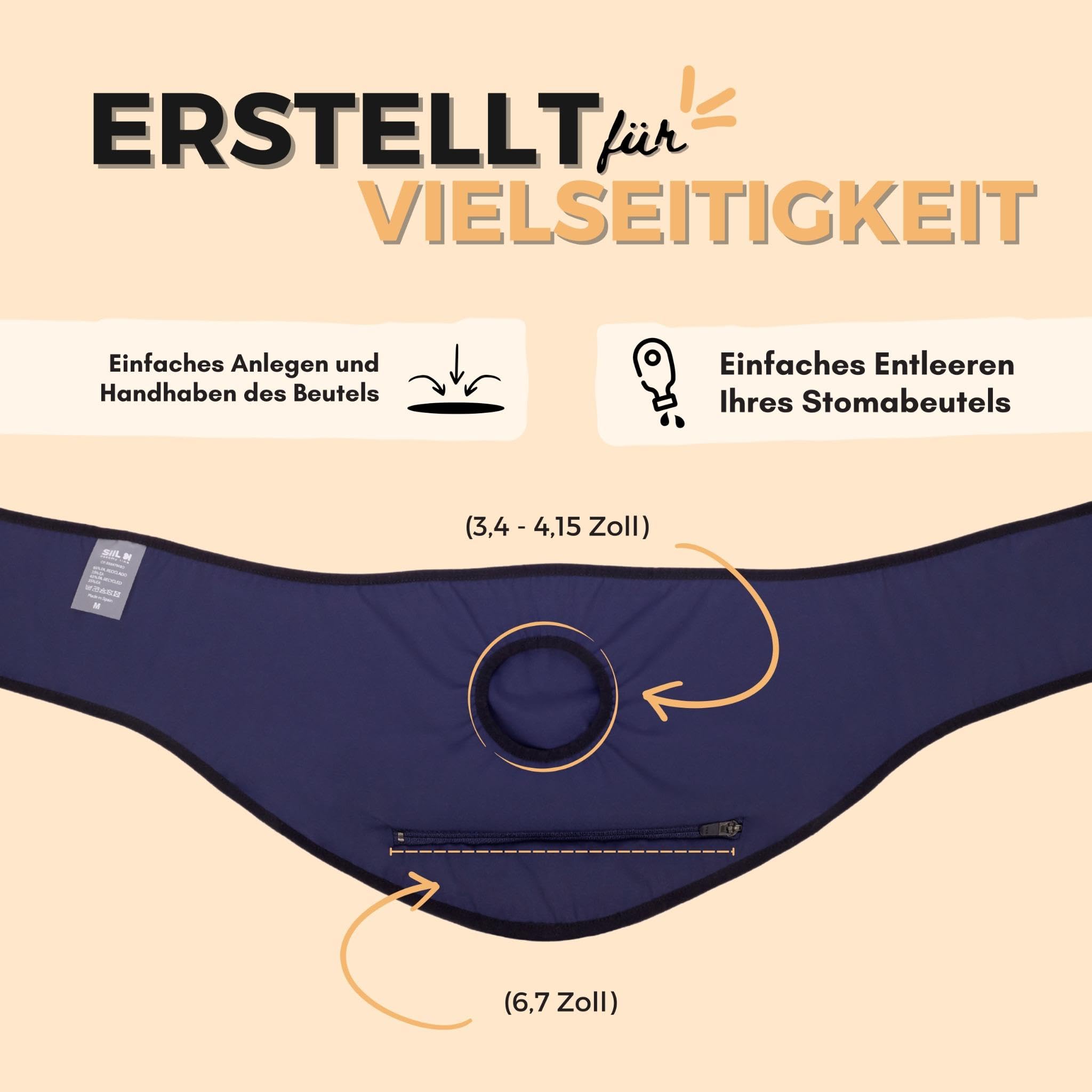 SIIL Stomagurt für Damen Blau für Sport & Schwimmen – Stomabeutelabdeckungen kompatibel mit jedem Stomabebedarf (Medium)