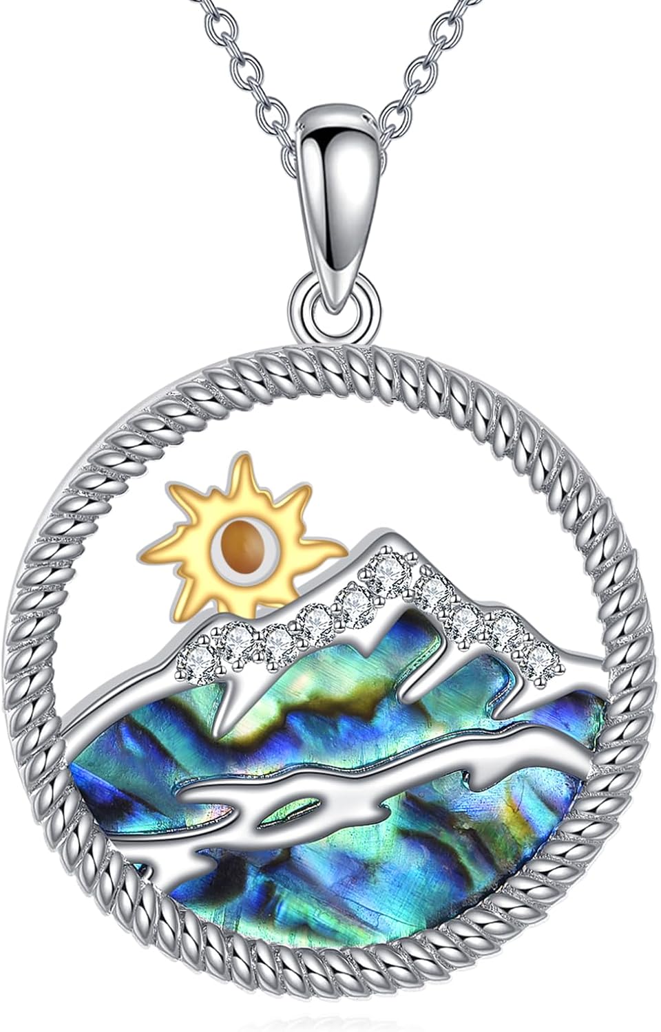 KZX Mountain Necklace/Wave Necklace Stering Silver Mountain and Sea Wave Necklaces Natural Item Jewelry for Women Wife Mother