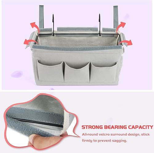 Miniatura 46 de Loghot Organizador colgante para literas y camas de hospital, rieles de cama, se puede colocar lentes, libros, teléfonos celulares, llaves