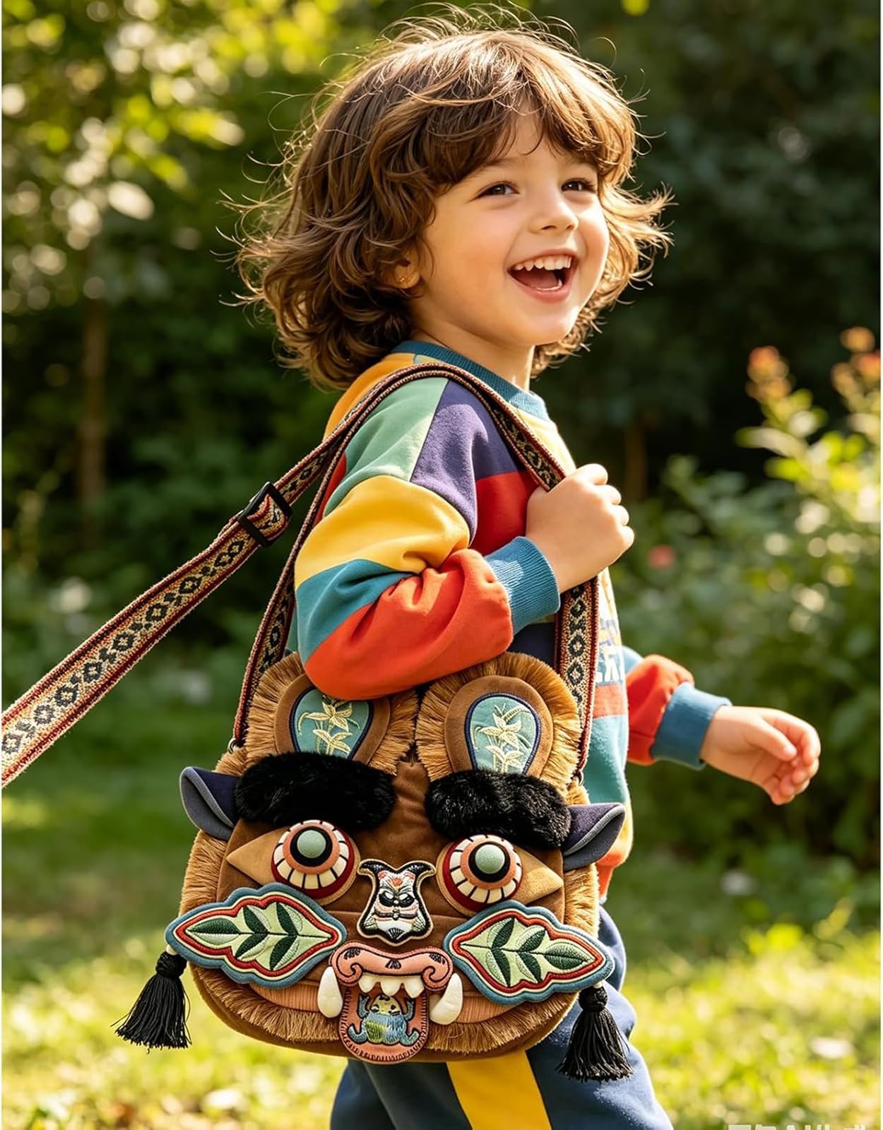 Handmade: niematerialne dziedzictwo kulturowe tygrys głowa torba - tradycyjna chińska sztuka ludowa torebka crossbody dla dzieci i dorosłych - prezent kulturalny, haft maskotki