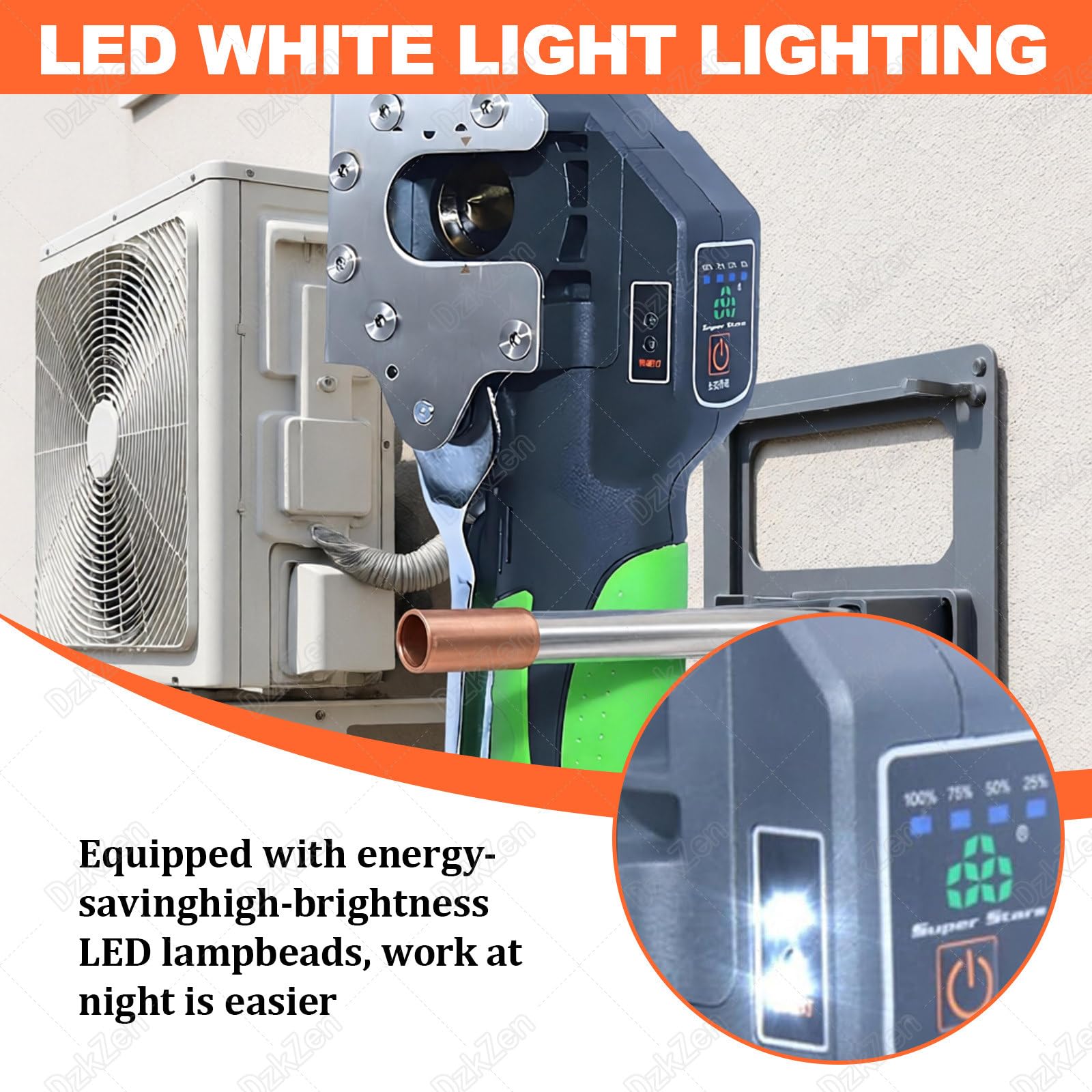 Herramienta De Abocardado Excéntrico 45°, 2200 Mah, Kit de Herramientas eléctricas para abocardar, Luces LED, for escariador de Aire acondicion 5clamps