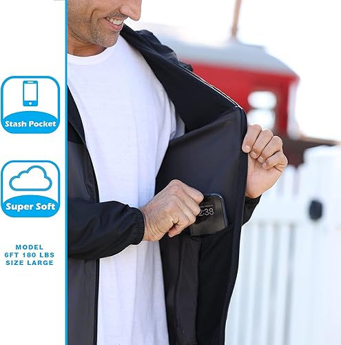 Miniatura 6 de Global Blank - Chaqueta cortavientos ligera para hombre resistente al agua.