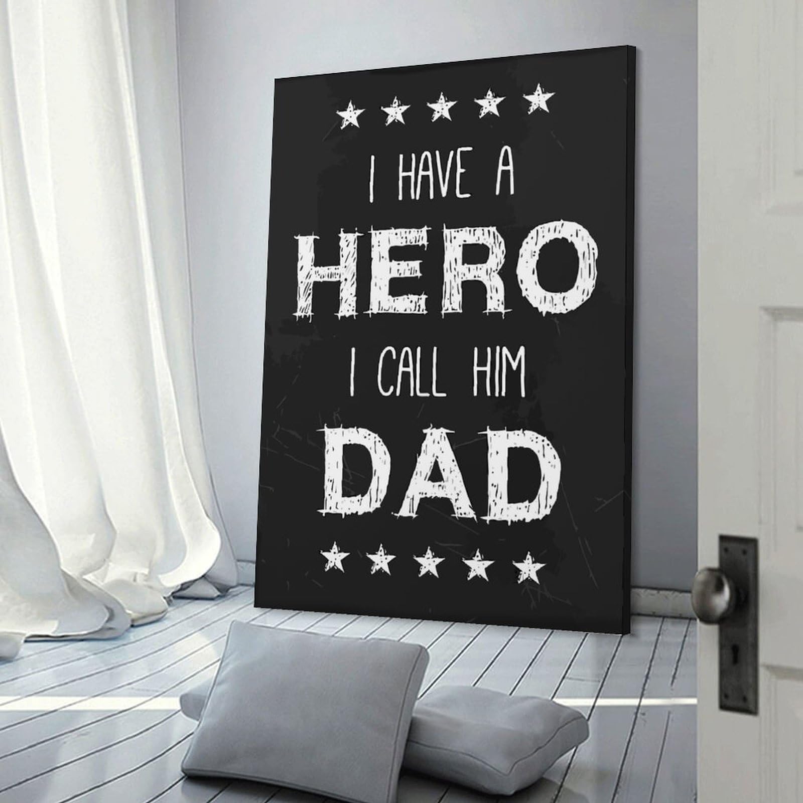 Junmoney Hero Dad Quote Canvas Wall Picture, 20x30inch(50x75cm), for Wall Displays, Bedrooms Or Room Updates, Wall Decor Suited to Curated Displays