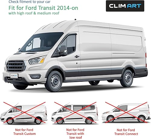 Miniatura 5 de CLIM ART Protectores de lluvia increíblemente duraderos para Ford Transit 2014-2024, deflectores de ventana con cinta original, deflector de