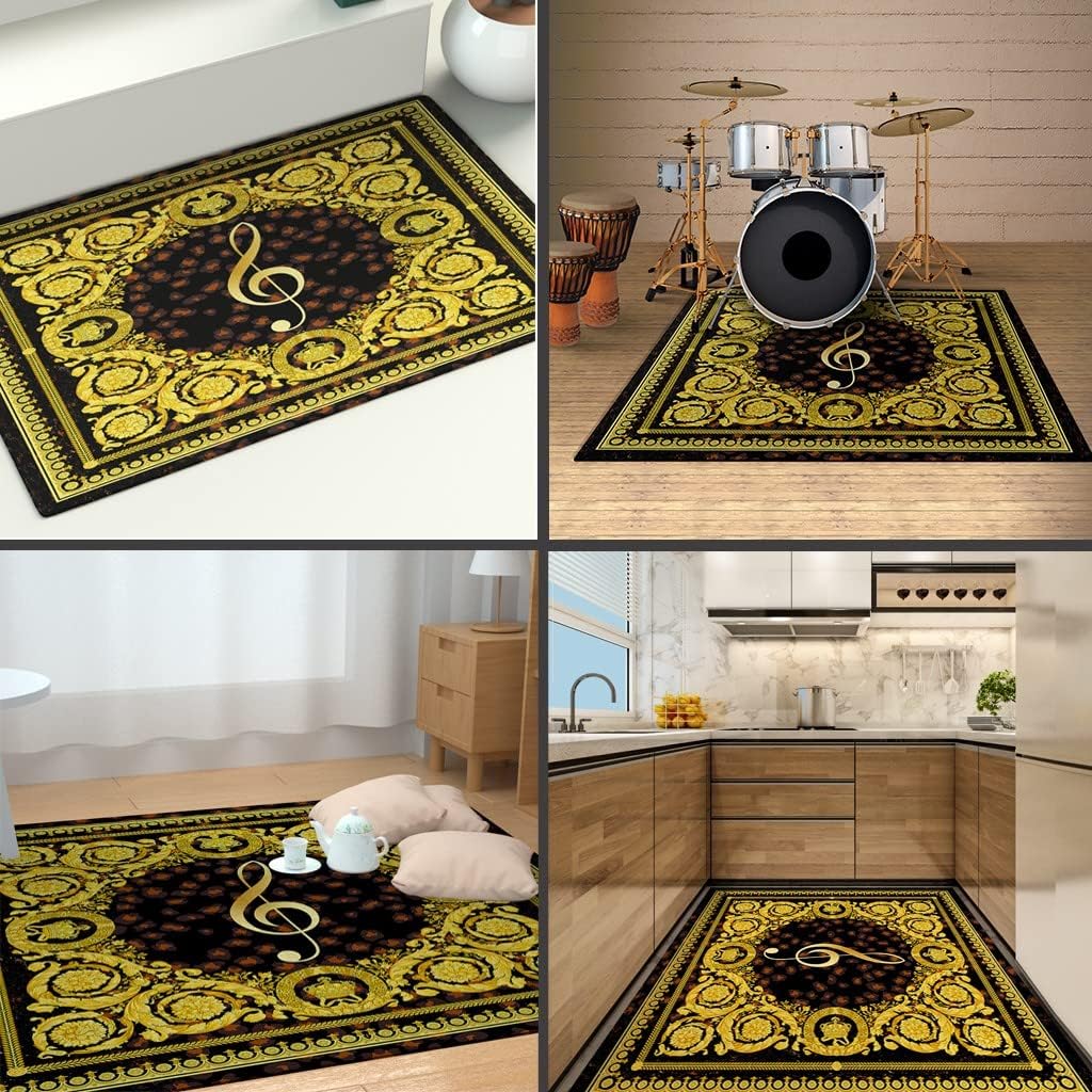 Drum Rug, Drum Set Carpet,Bedroom Living Room Decor,Soundproof Rug Pads Drum Accessories for Drum Set,Non-Slip Carpet,Great Gift for Drummers,100% Polyester(A,2.6 * 4ft)