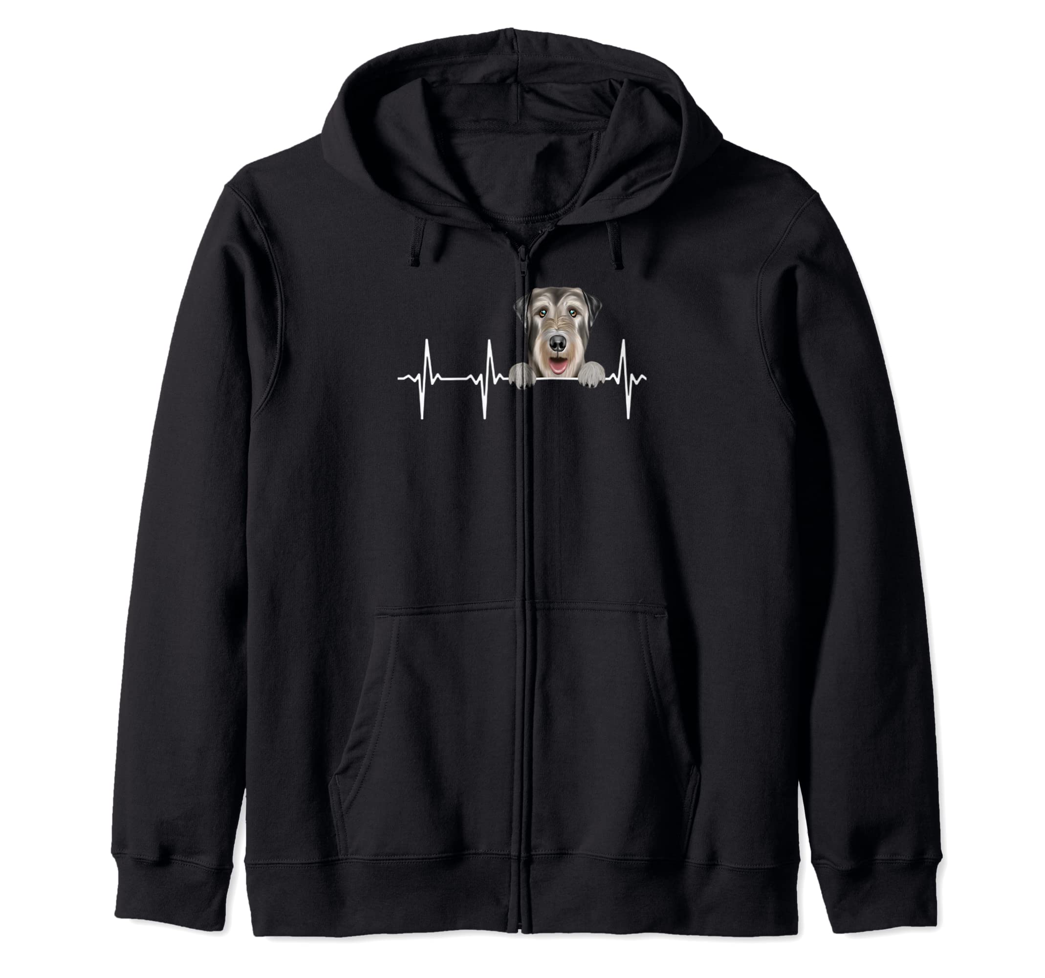 Funny Dog Heartbeat For Irish Wolfhound Lovers Zip Hoodie, Black