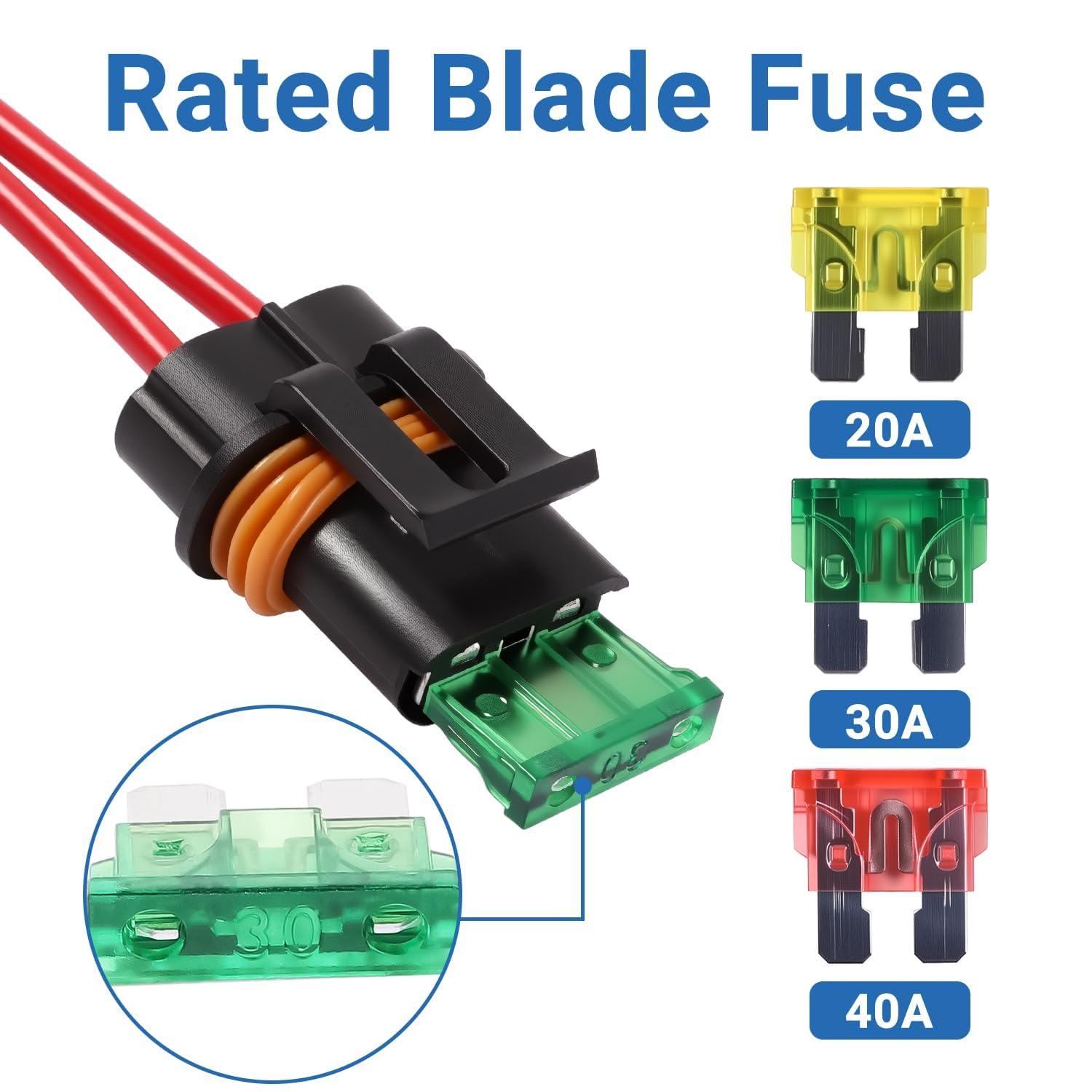 Set relè impermeabile, 12 V, 30/40 A, SPDT a 5 poli, 5 relè | Cablaggio portafusibili 20A/30A/40A, set di cavi per auto, camion, barca, camper, moto, quad