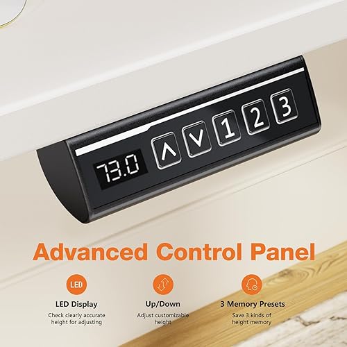 Miniatura 5 de Sweetcrispy Escritorio de pie de altura ajustable, escritorio eléctrico de 55 pulgadas para oficina en casa, mesa de trabajo moderna para